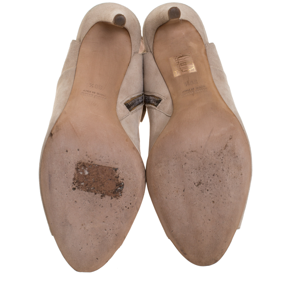 Miu Miu Beige Suede Leather Peep Toe Slingback Sandals Size 38.5