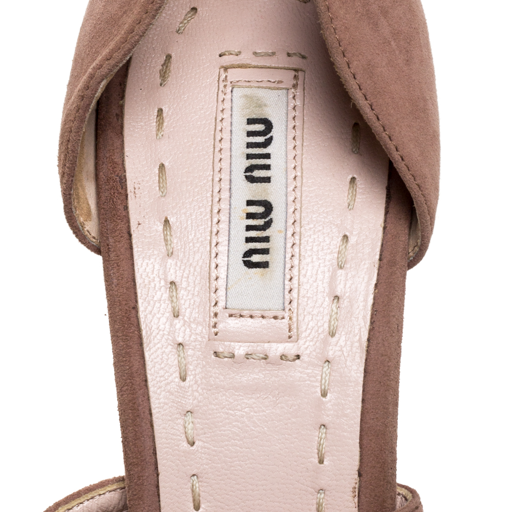 Miu Miu Pink Suede Cross Strap D'orsay Sandals Size 39.5
