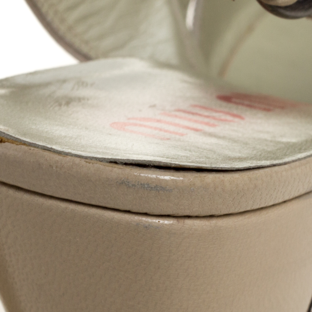 Miu Miu Cream/Brown Leather Peep Toe Platform Slingback Sandals Size 38.5