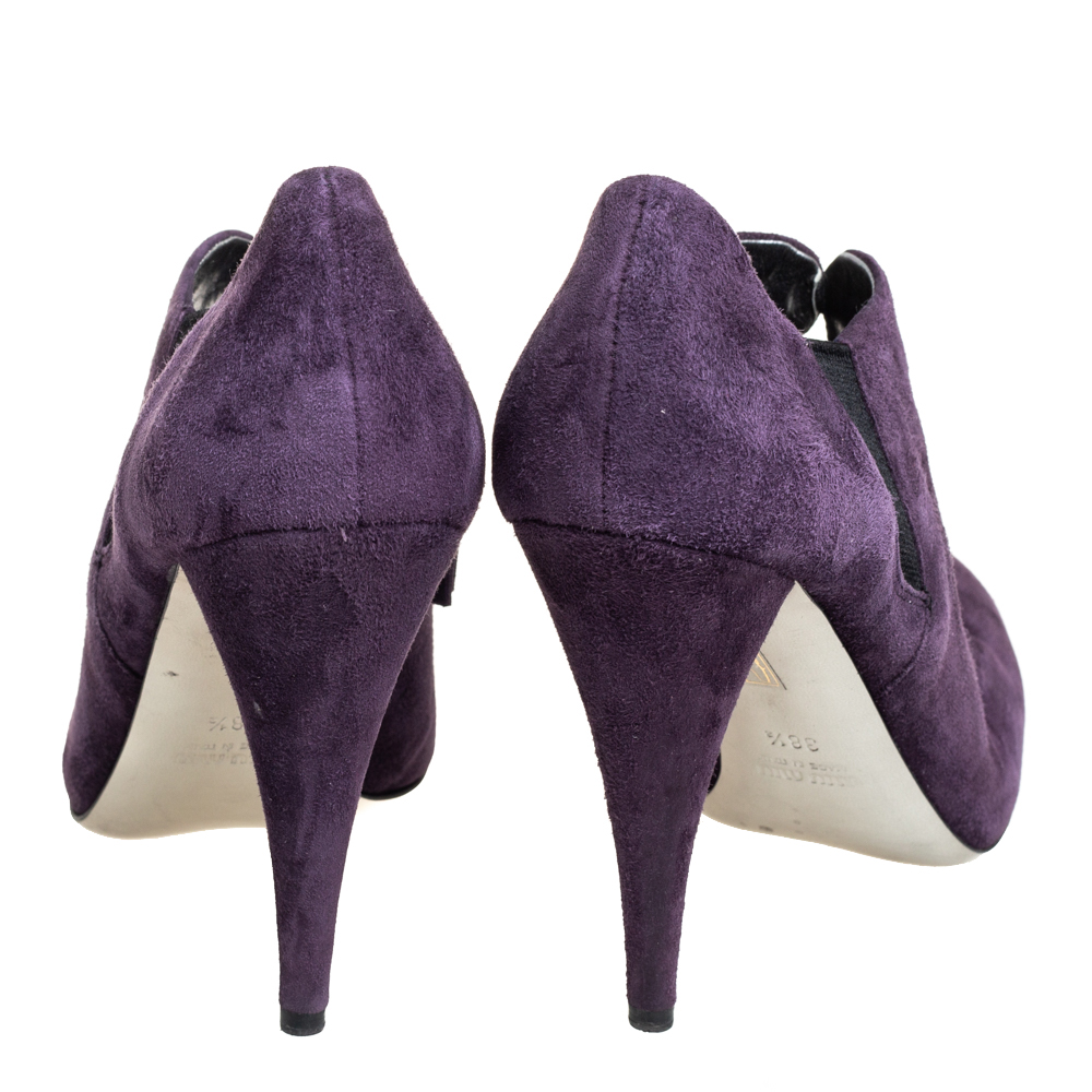 Miu Miu Purple Suede Ankle Booties Size 38.5