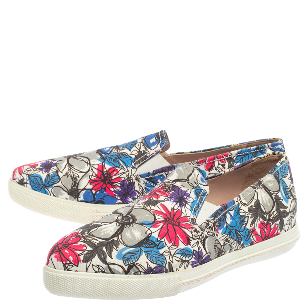 Miu Miu Multicolor Canvas Slip On Flats Size 38