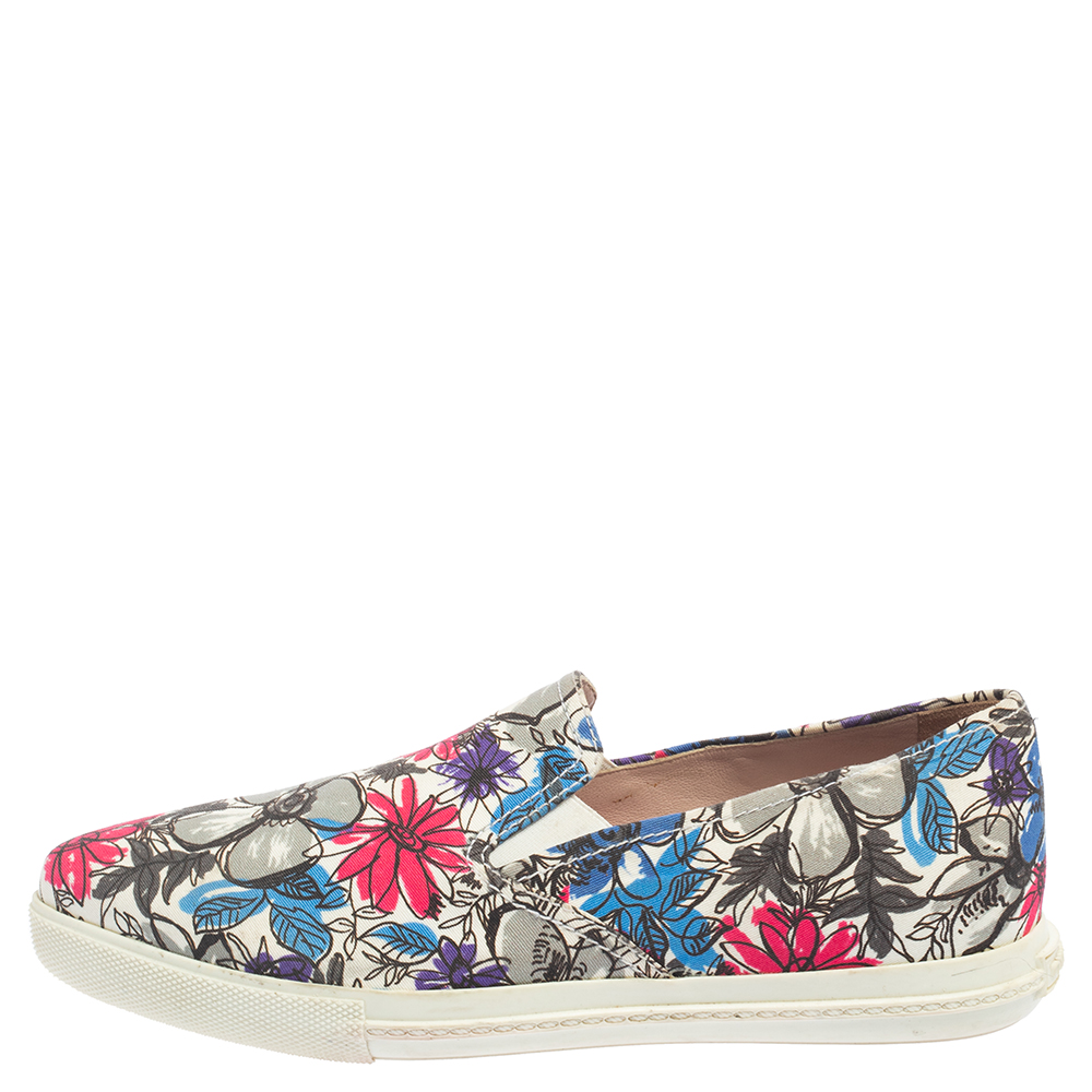 Miu Miu Multicolor Canvas Slip On Flats Size 38