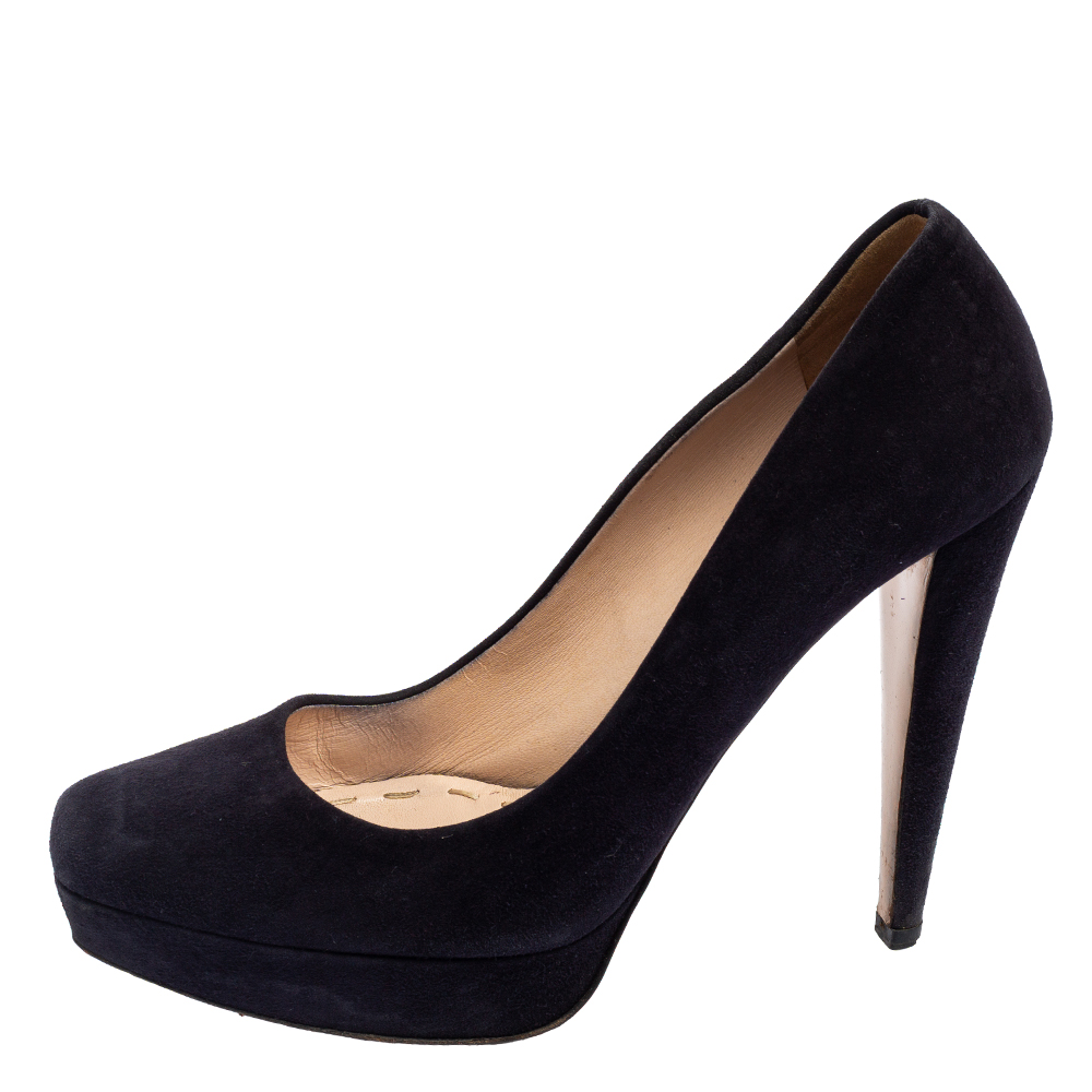 Miu Miu Black Suede Platform Pumps Size 39.5