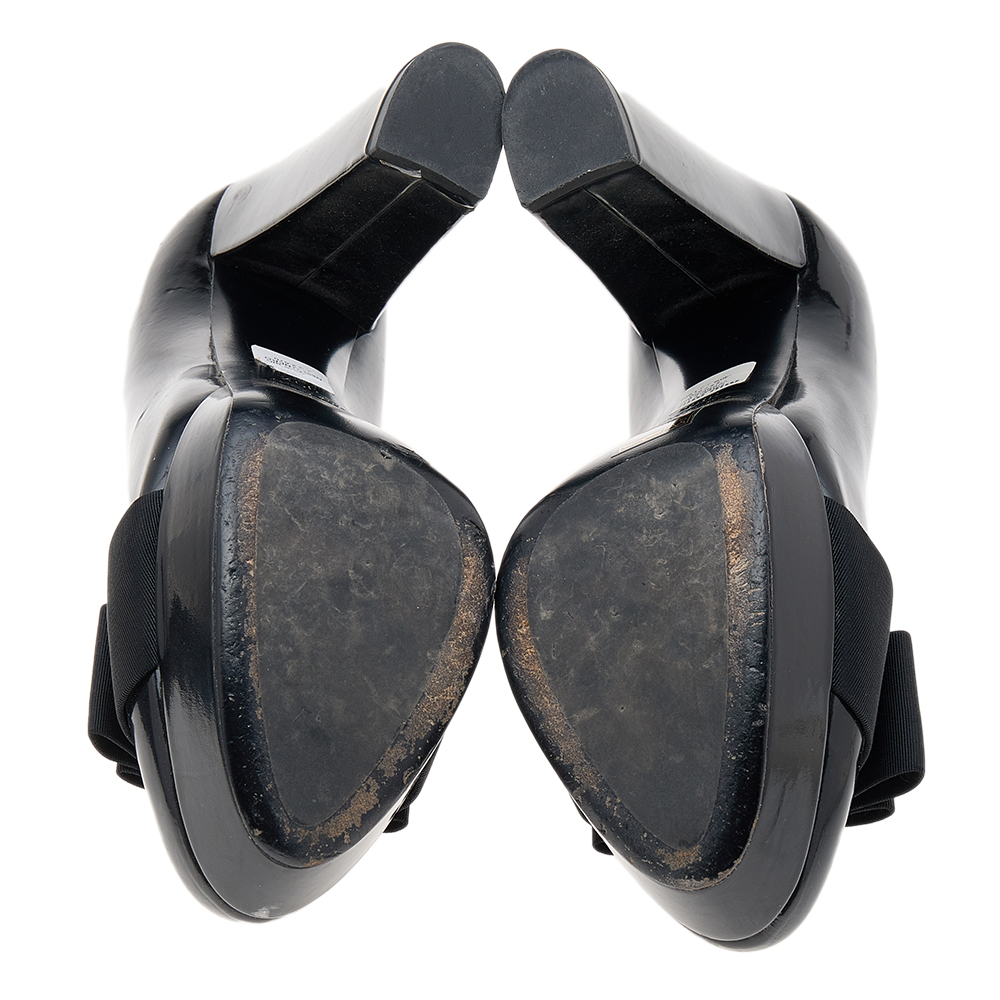 Miu Miu  Black Leather Block Heel Pumps Size 39.5