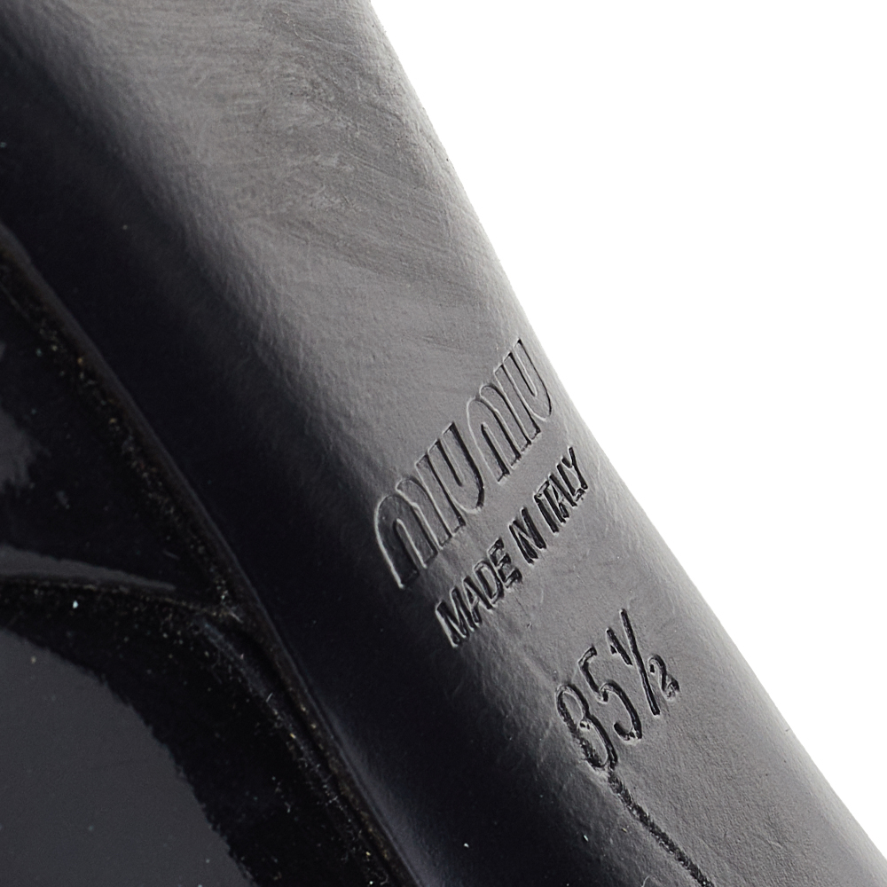Miu Miu Black Patent Leather Bow Platform Pumps Size 35.5