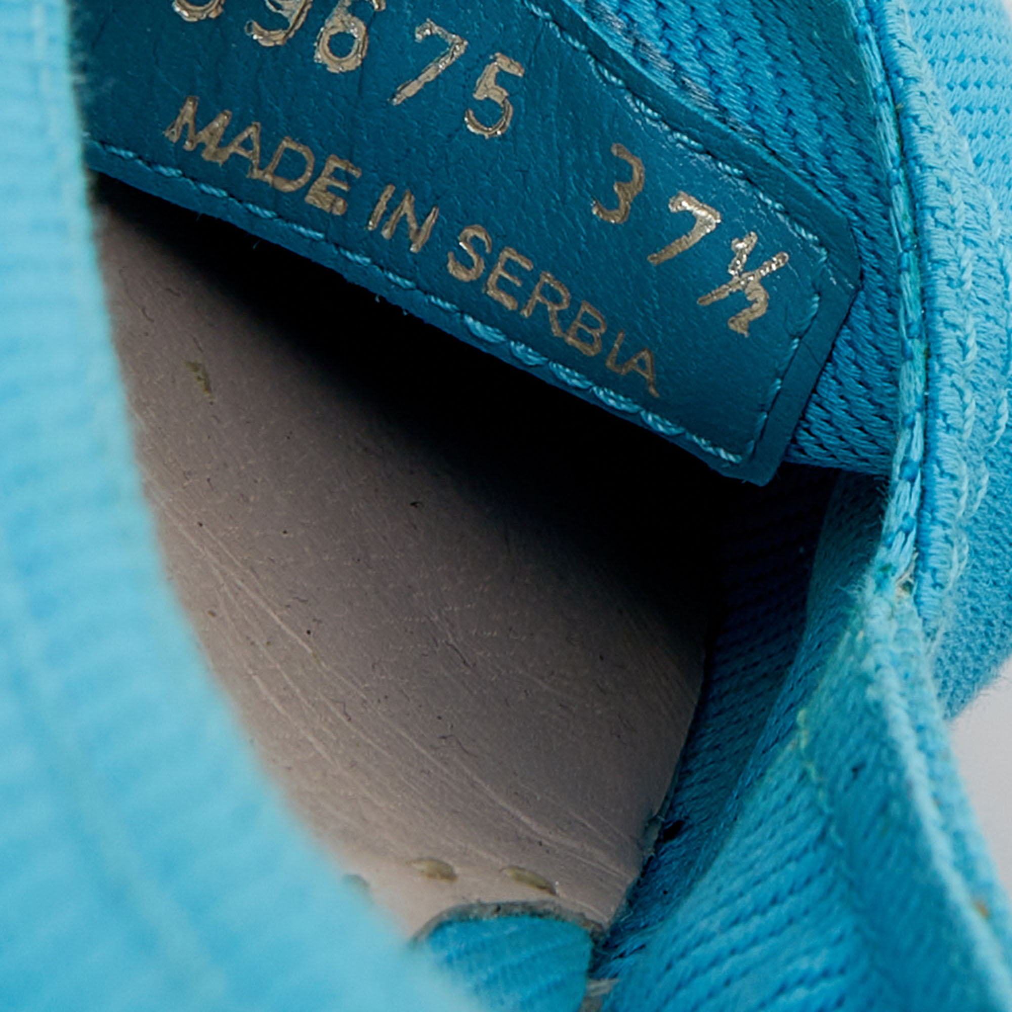 Miu Miu Blue Canvas Metal Cap Toe Slip On Sneakers Size 37.5
