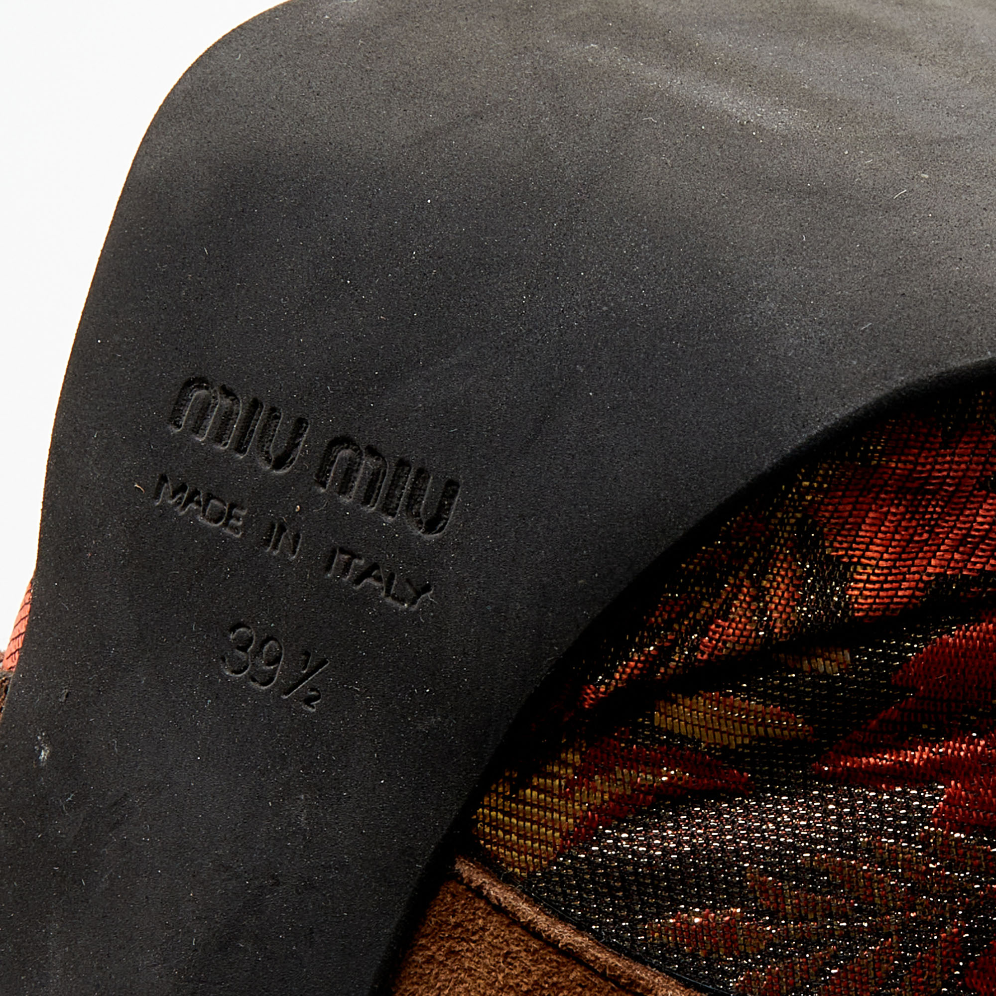 Miu Miu Multicolor Brocade And Python Strappy Slingback Sandals Size 39.5