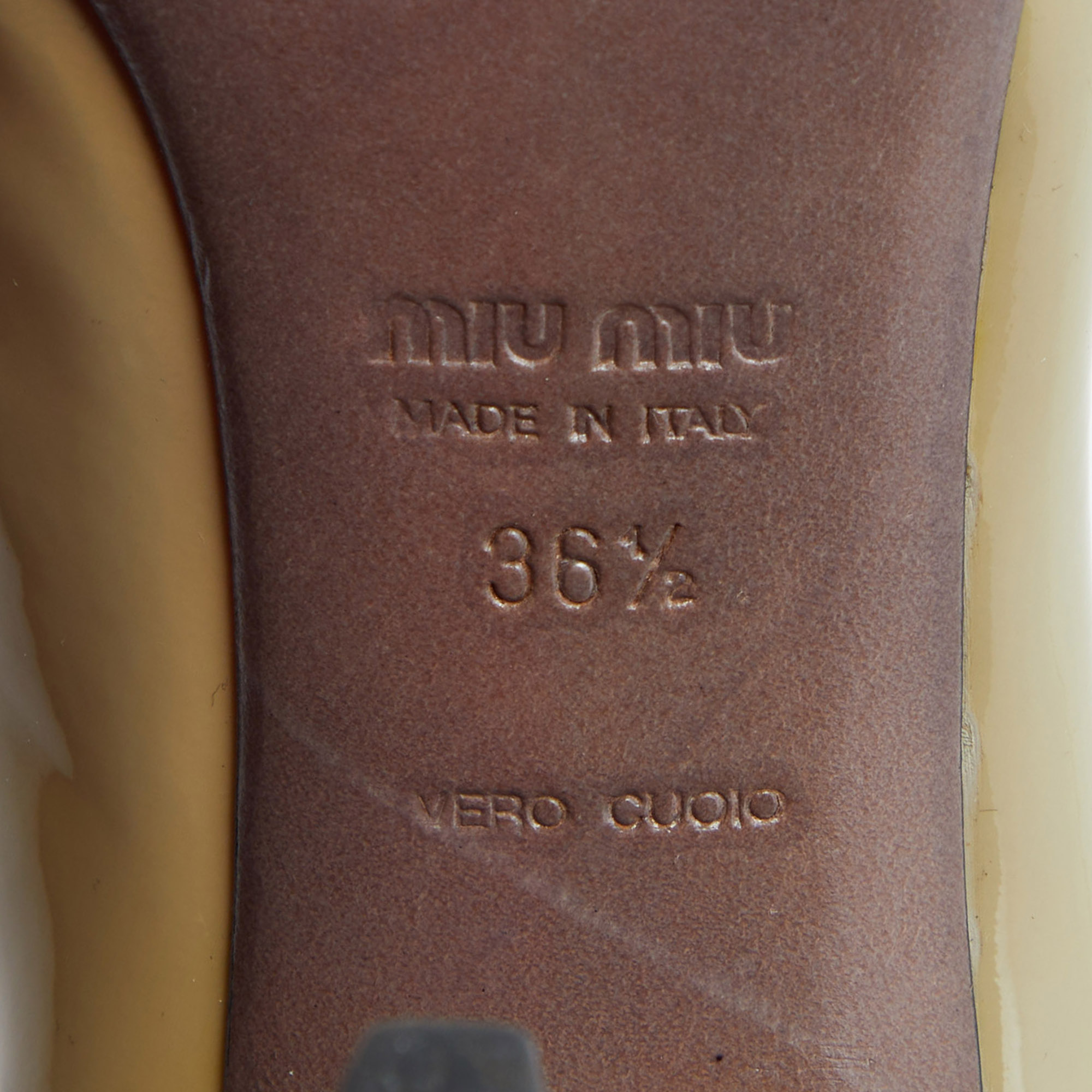 Miu Miu Green Patent Leather Bow Peep Toe Pumps Size 36.5