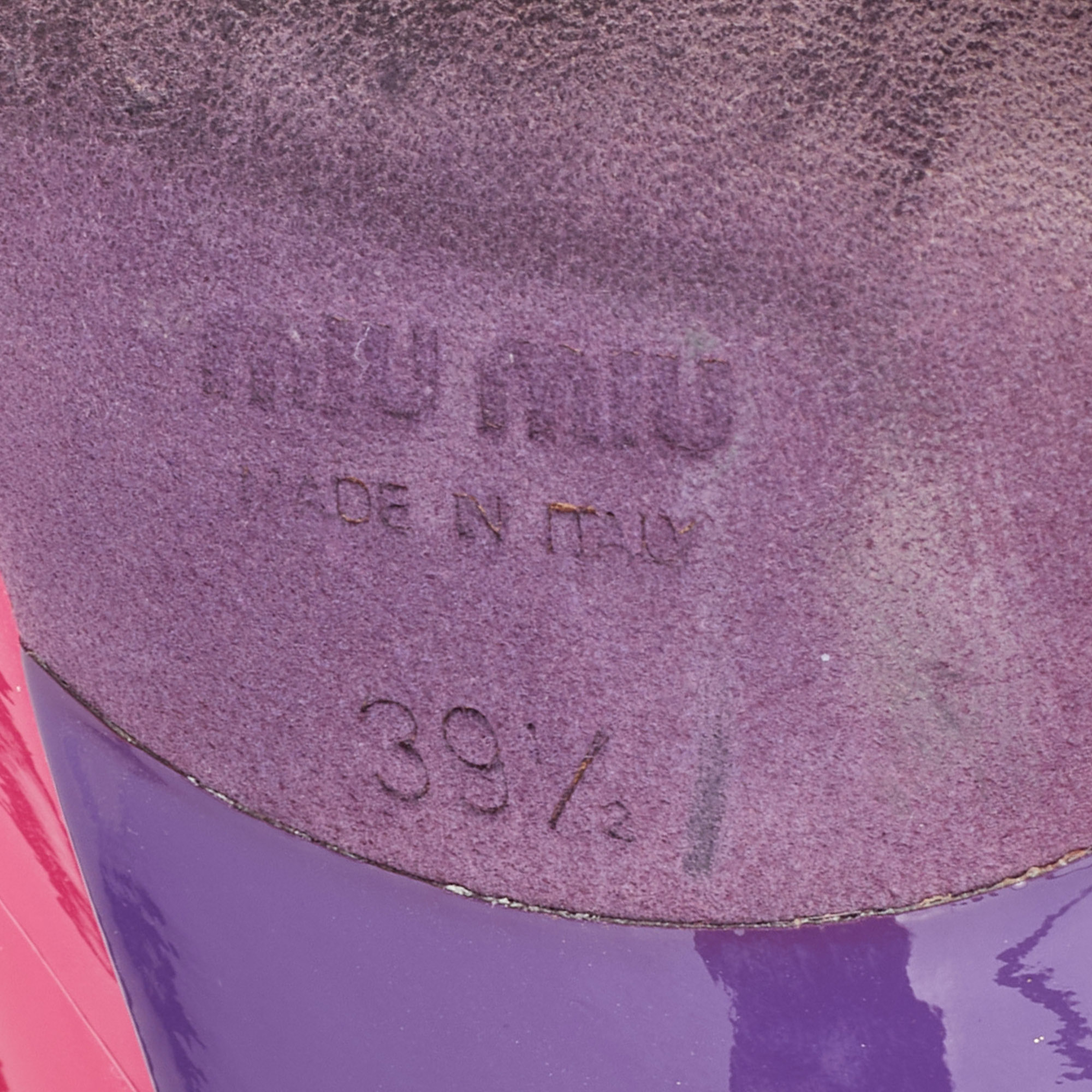 Miu Miu Pink Patent Leather Peep Toe Platform Pumps Size 39.5