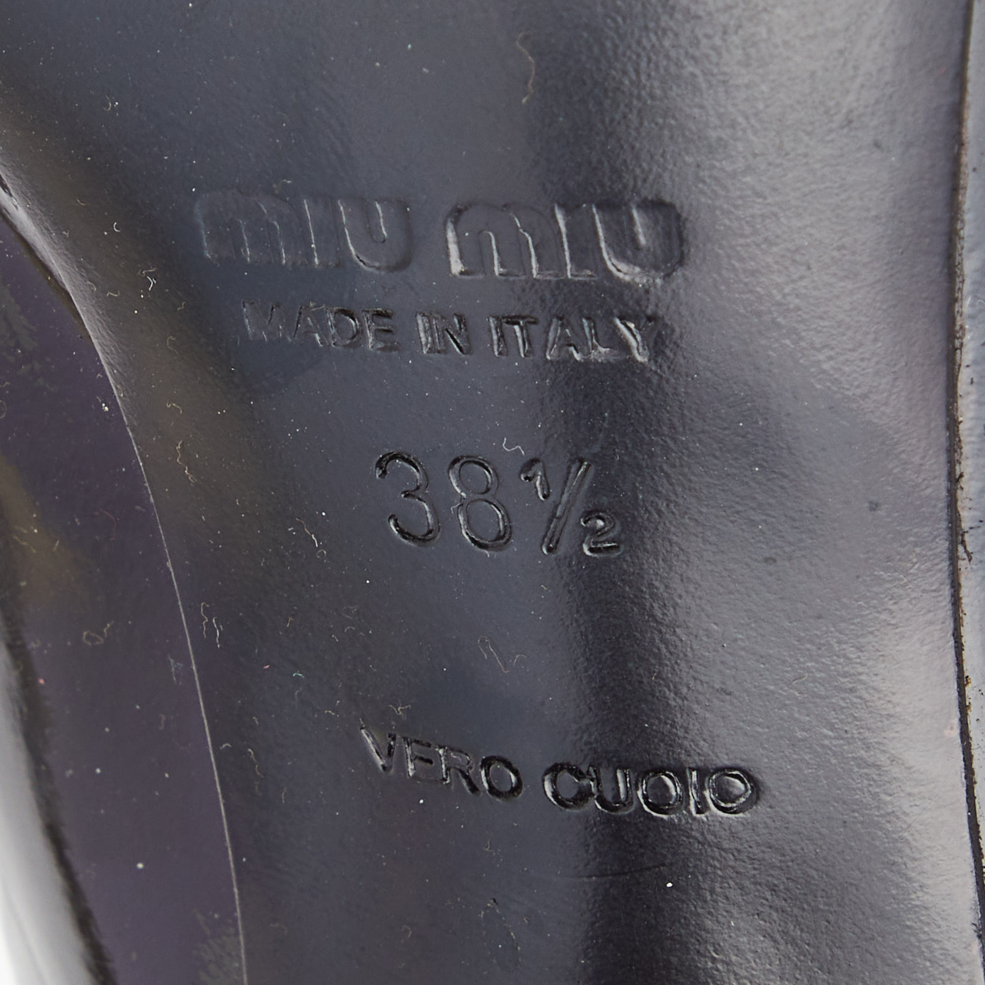 Miu Miu Black Patent Leather  Mary Jane Slingback Pumps Size 38.5