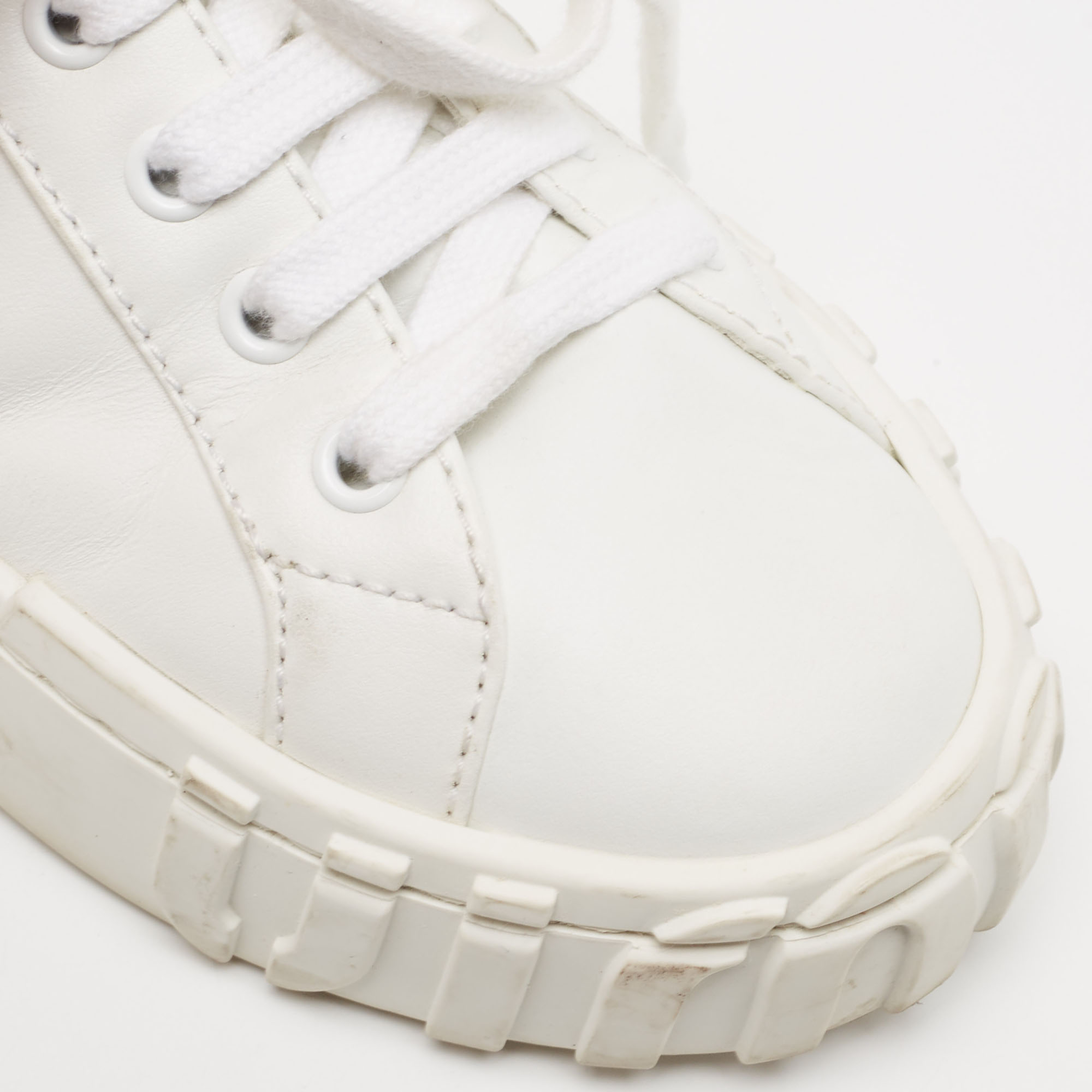 Miu Miu White Leather Low Top Sneakers Size 36