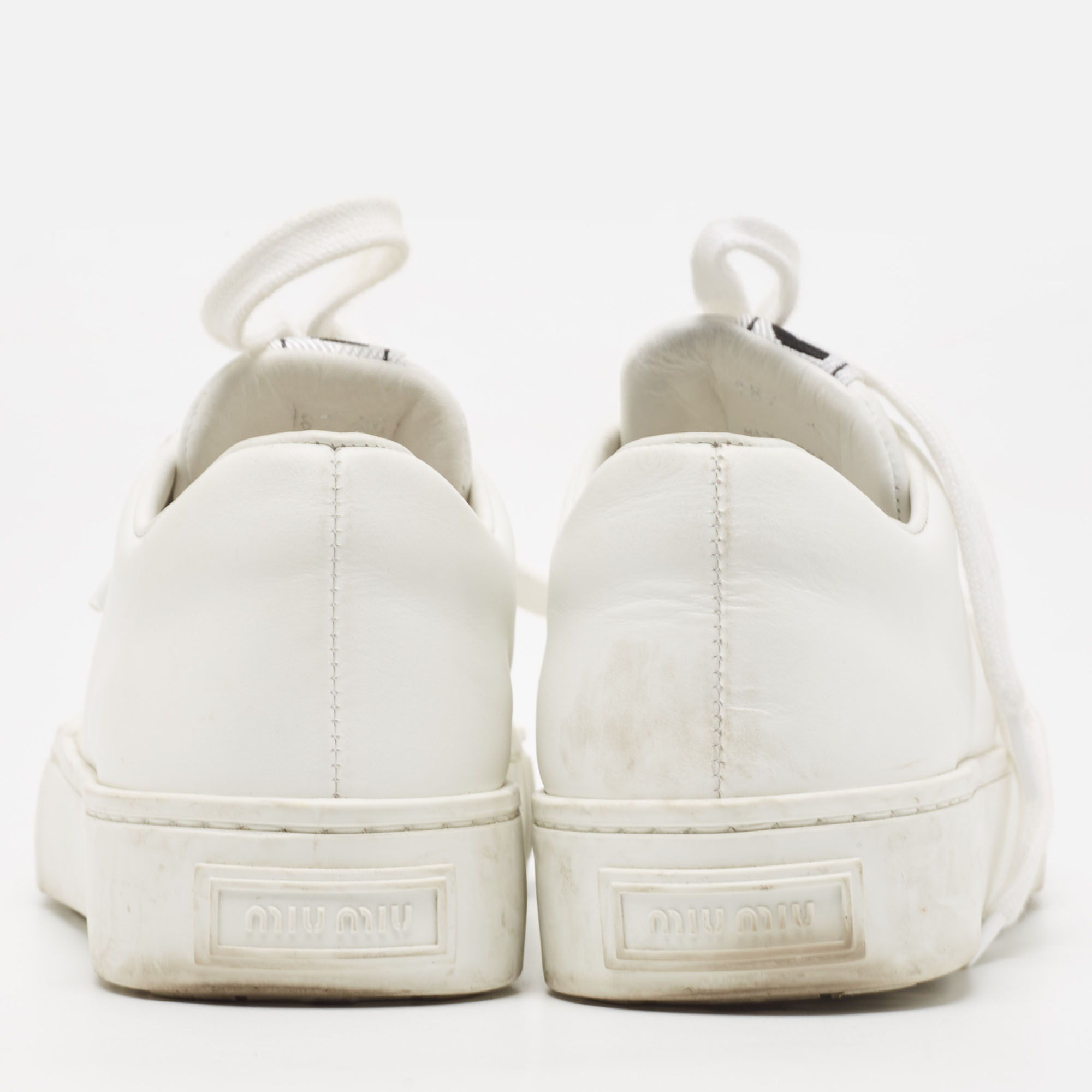 Miu Miu White Leather Low Top Sneakers Size 36