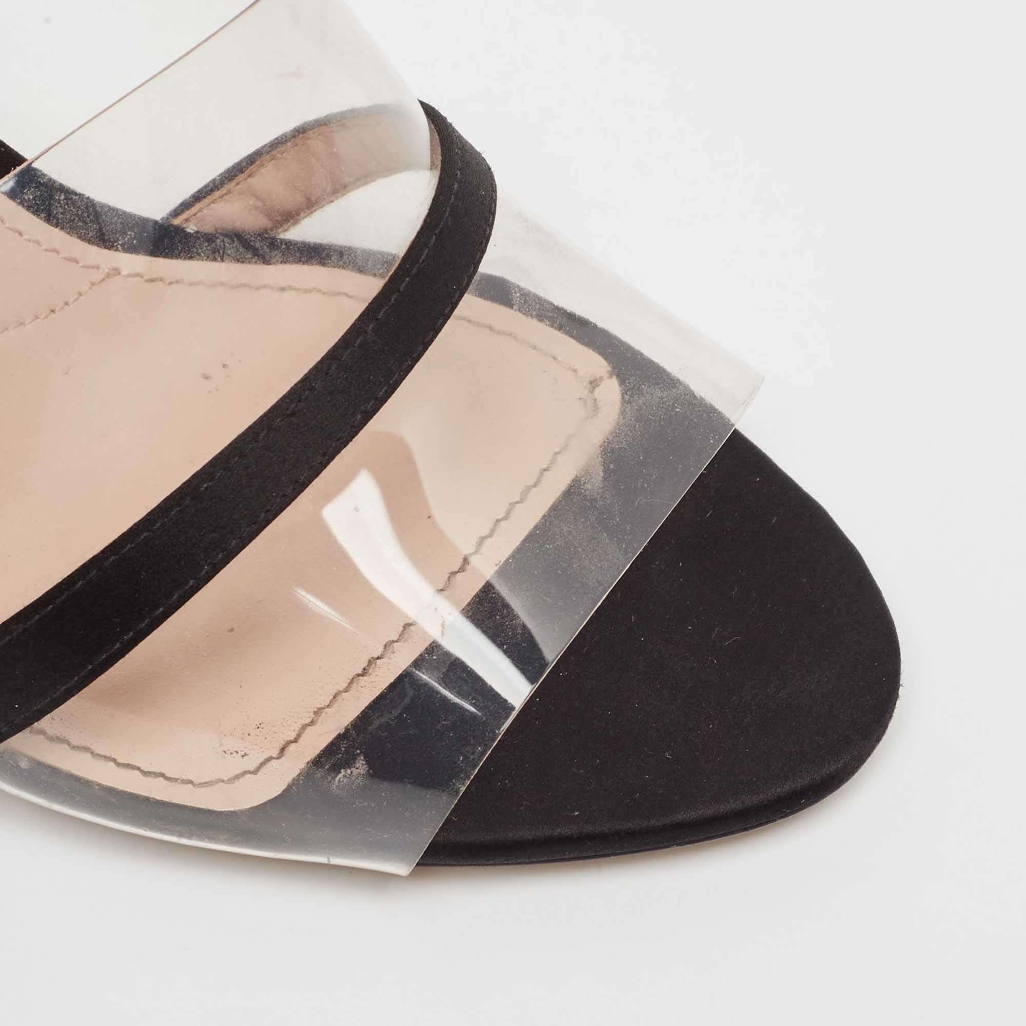 Miu Miu Black/Transparent PVC And Satin Slide Sandals Size 36