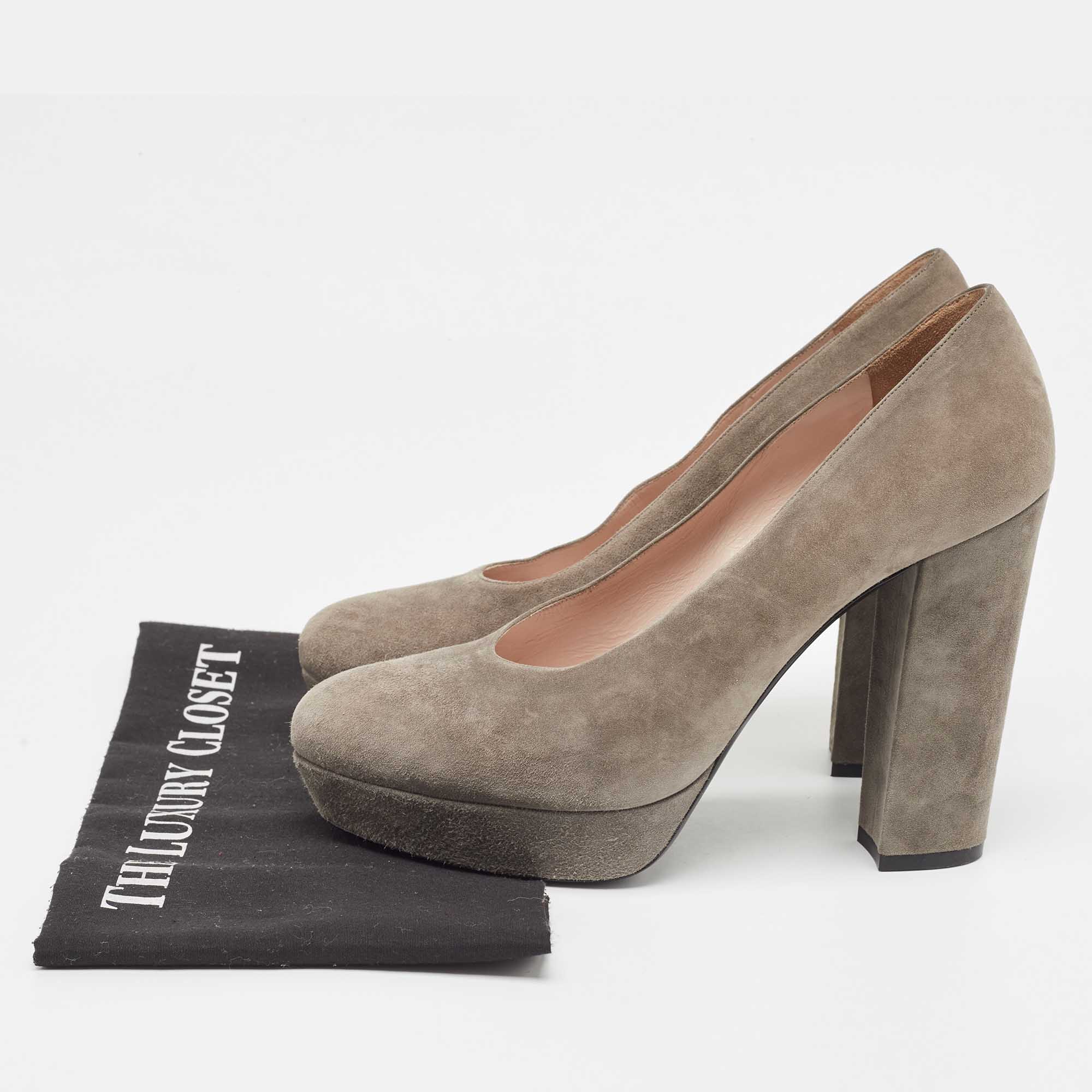 Miu Miu Grey Suede Platform Pumps Size 40