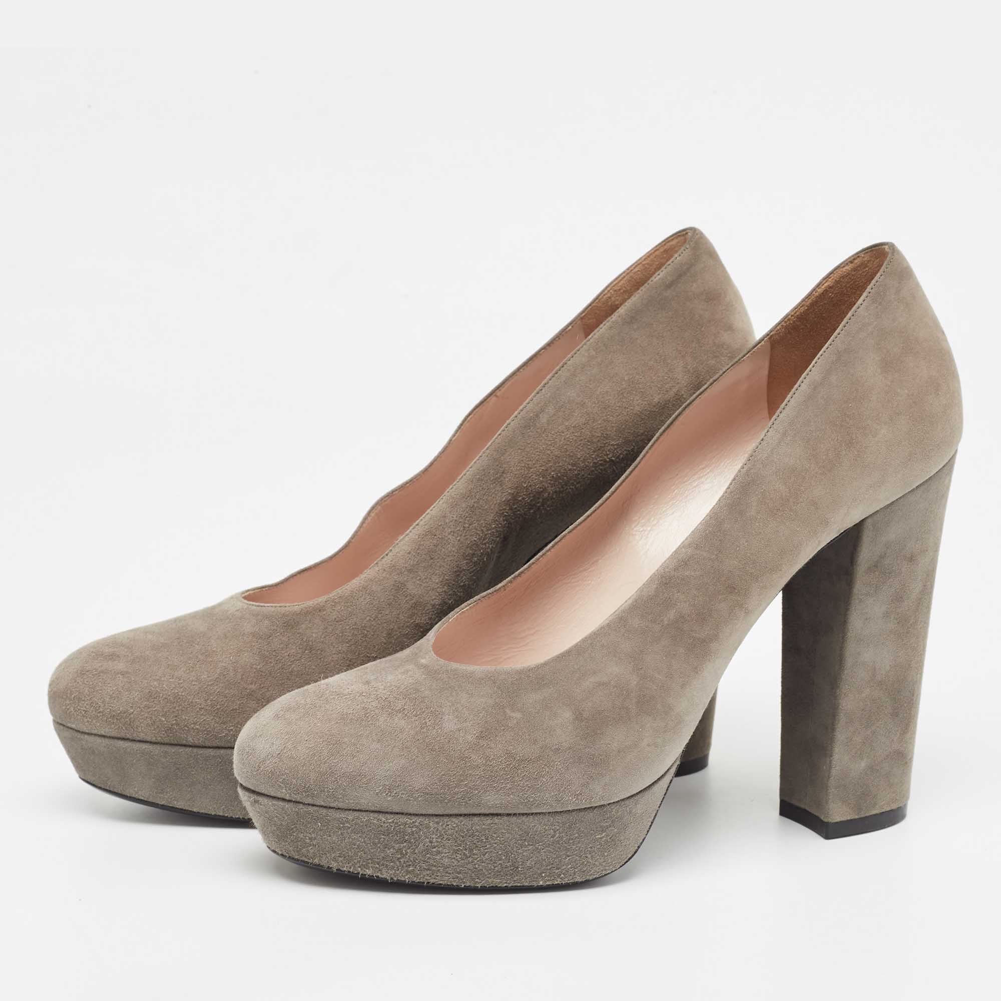 Miu Miu Grey Suede Platform Pumps Size 40