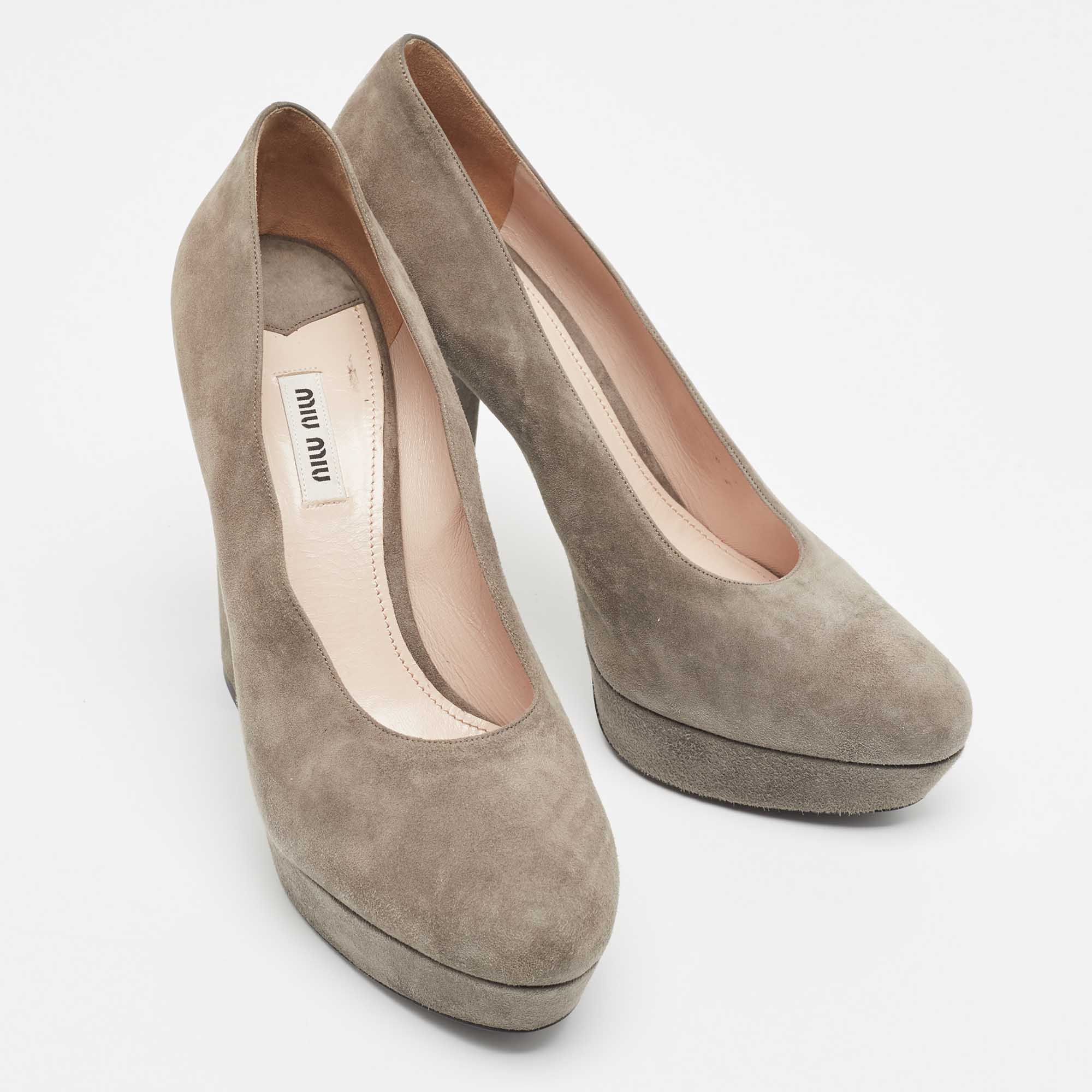 Miu Miu Grey Suede Platform Pumps Size 40