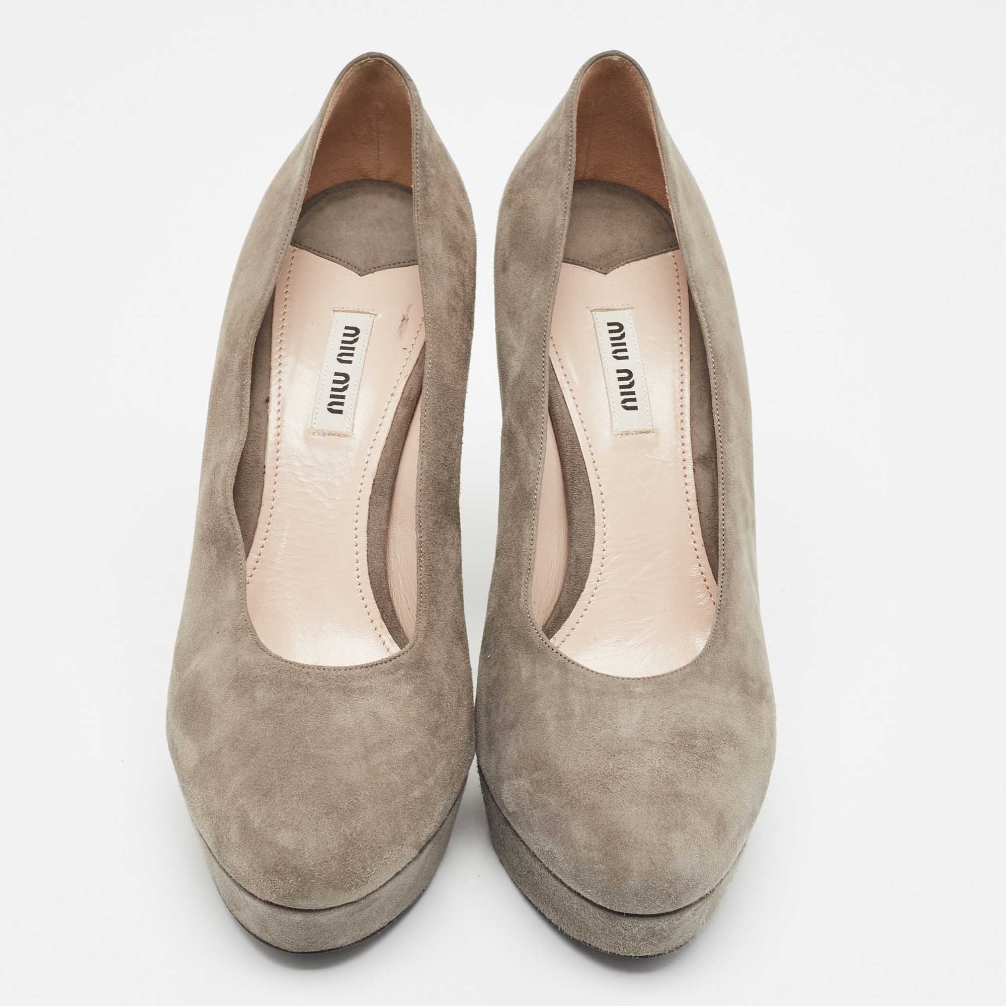 Miu Miu Grey Suede Platform Pumps Size 40