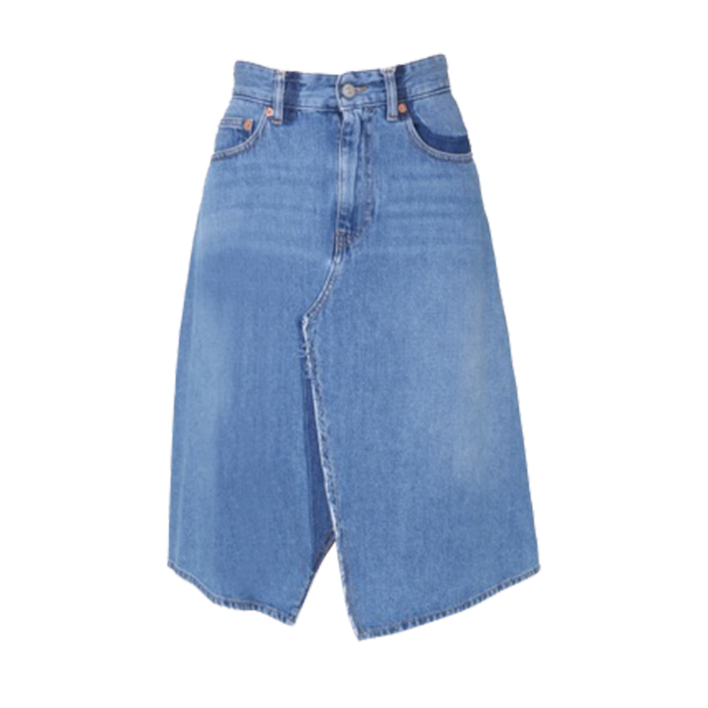 Image of MM Maison Margiela Blue Flared Denim Skirt Size IT