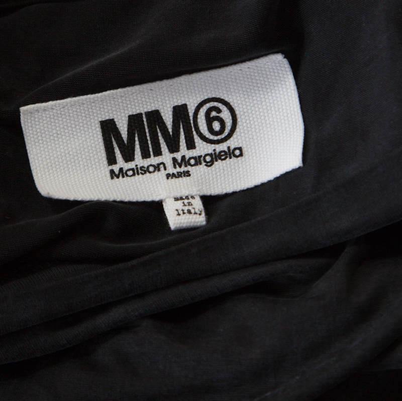 MM6 Maison Margiela Black Mesh Panel Overlay Oversized Midi Dress XS