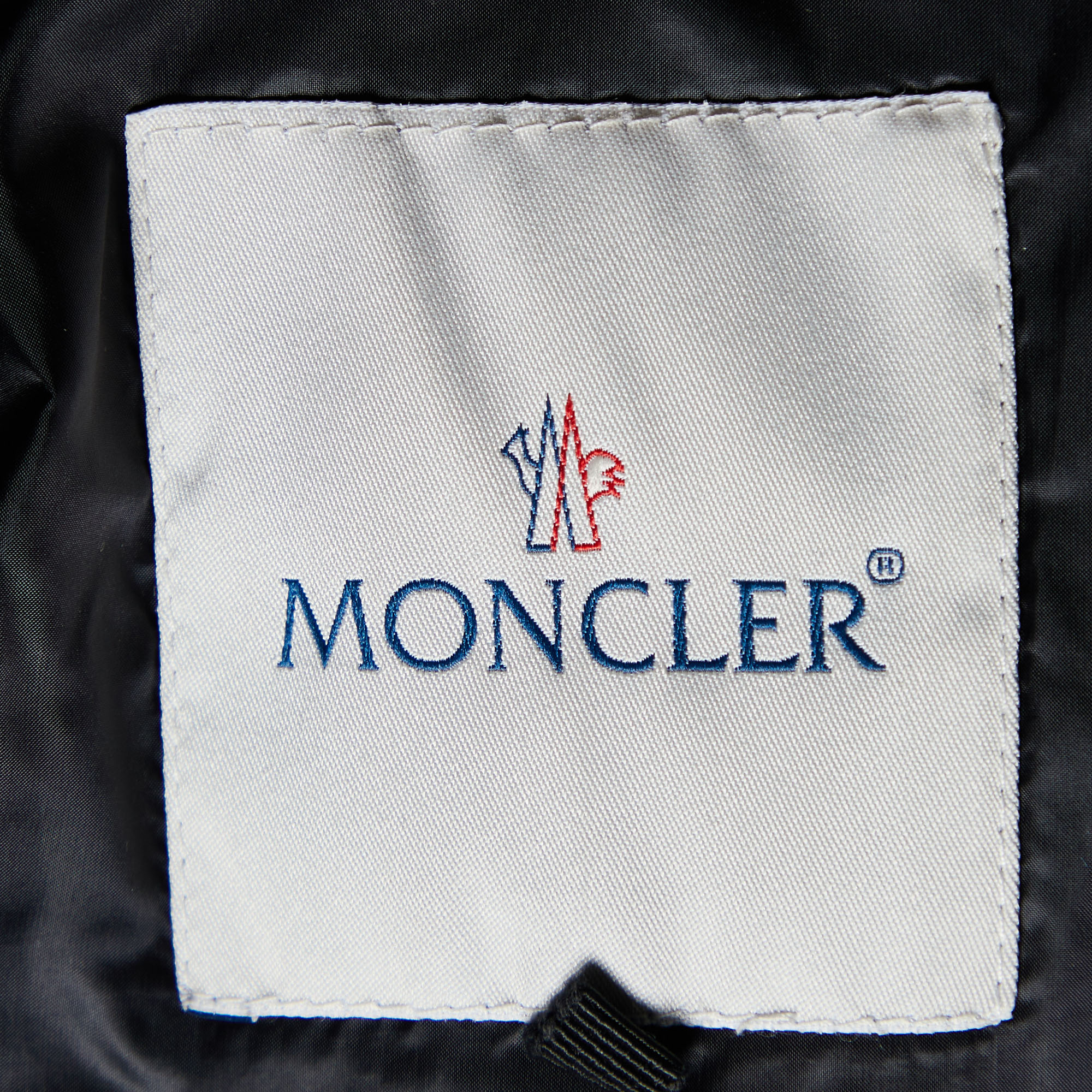 Moncler Black Synthetic Zip-Up Quilted Down Jacket L