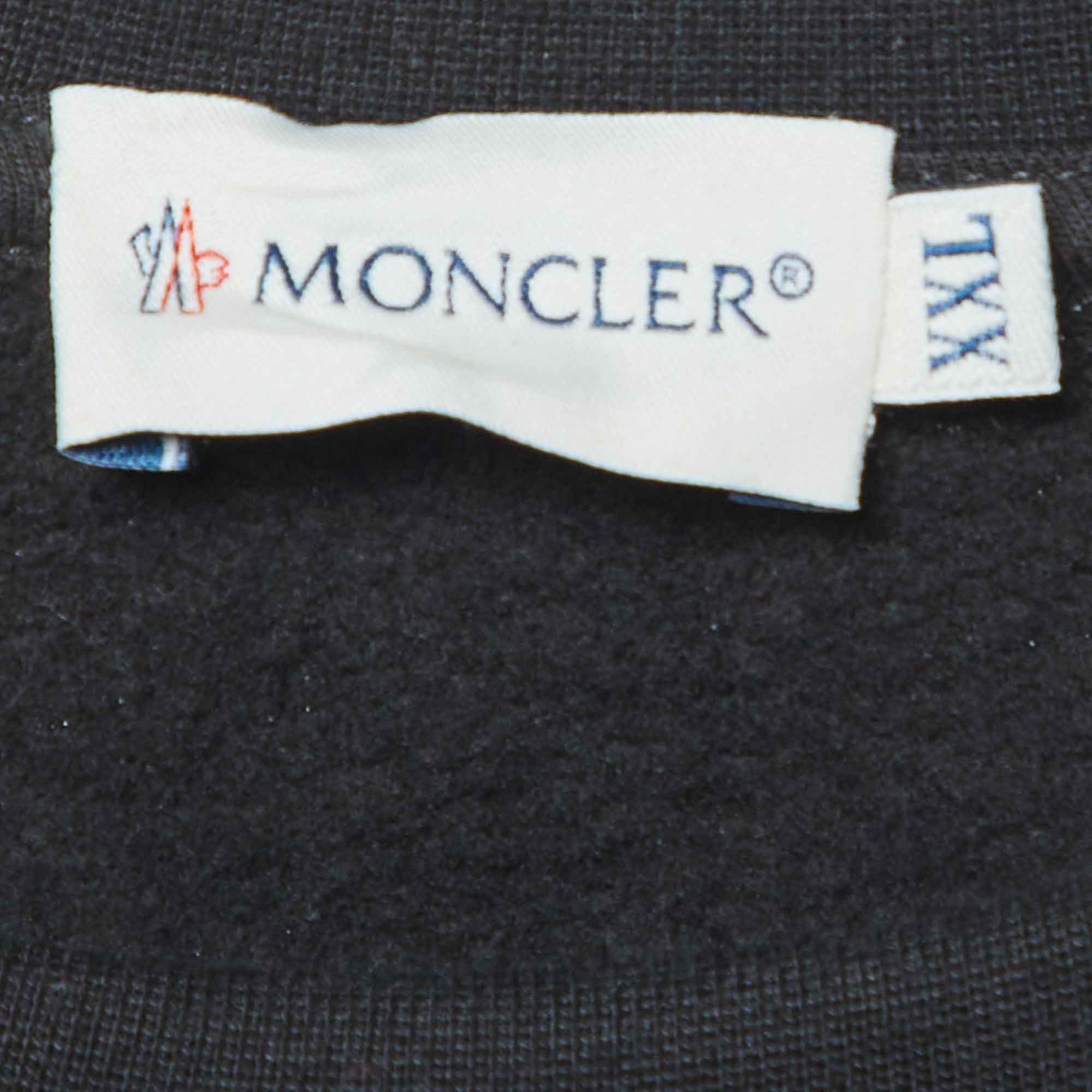 Moncler Black Printed Cotton Knit Crewneck Sweatshirt XXL