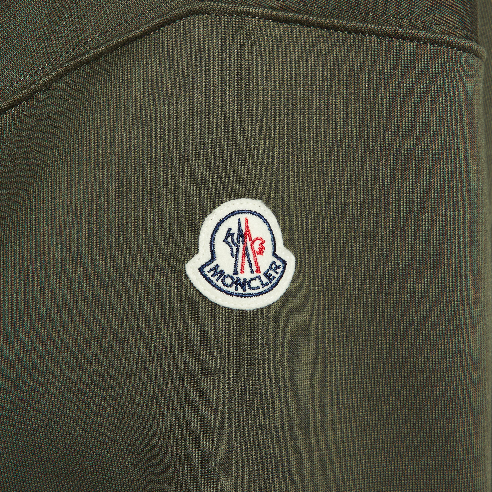 Moncler Green Logo Print Cotton Knit Sweatshirt L