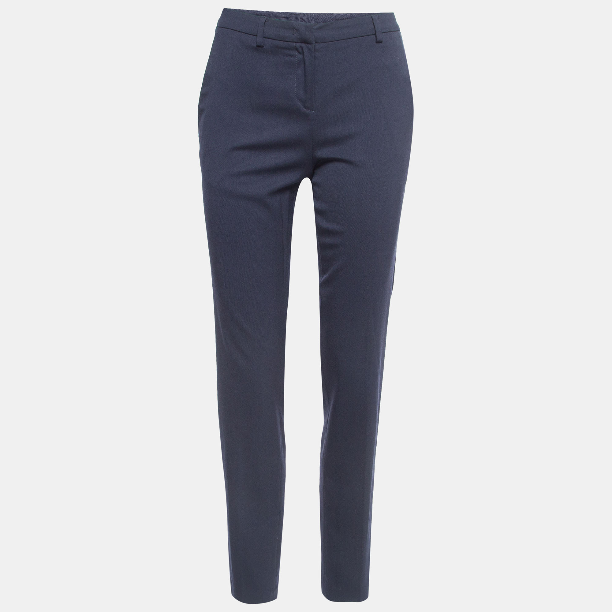 Moncler navy blue wool blend formal trousers m