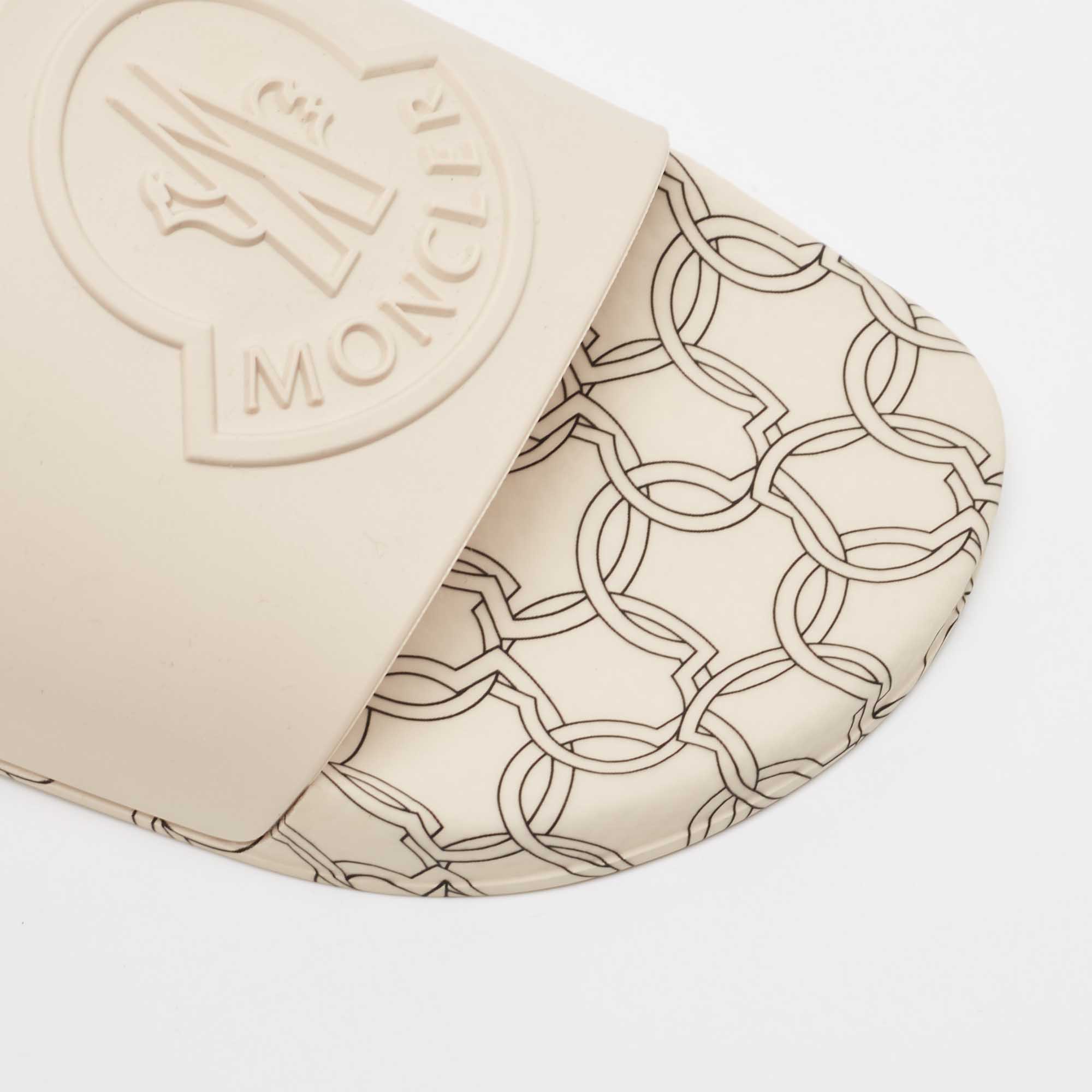 Moncler Cream Rubber Jeanne Flat Slides Size 39