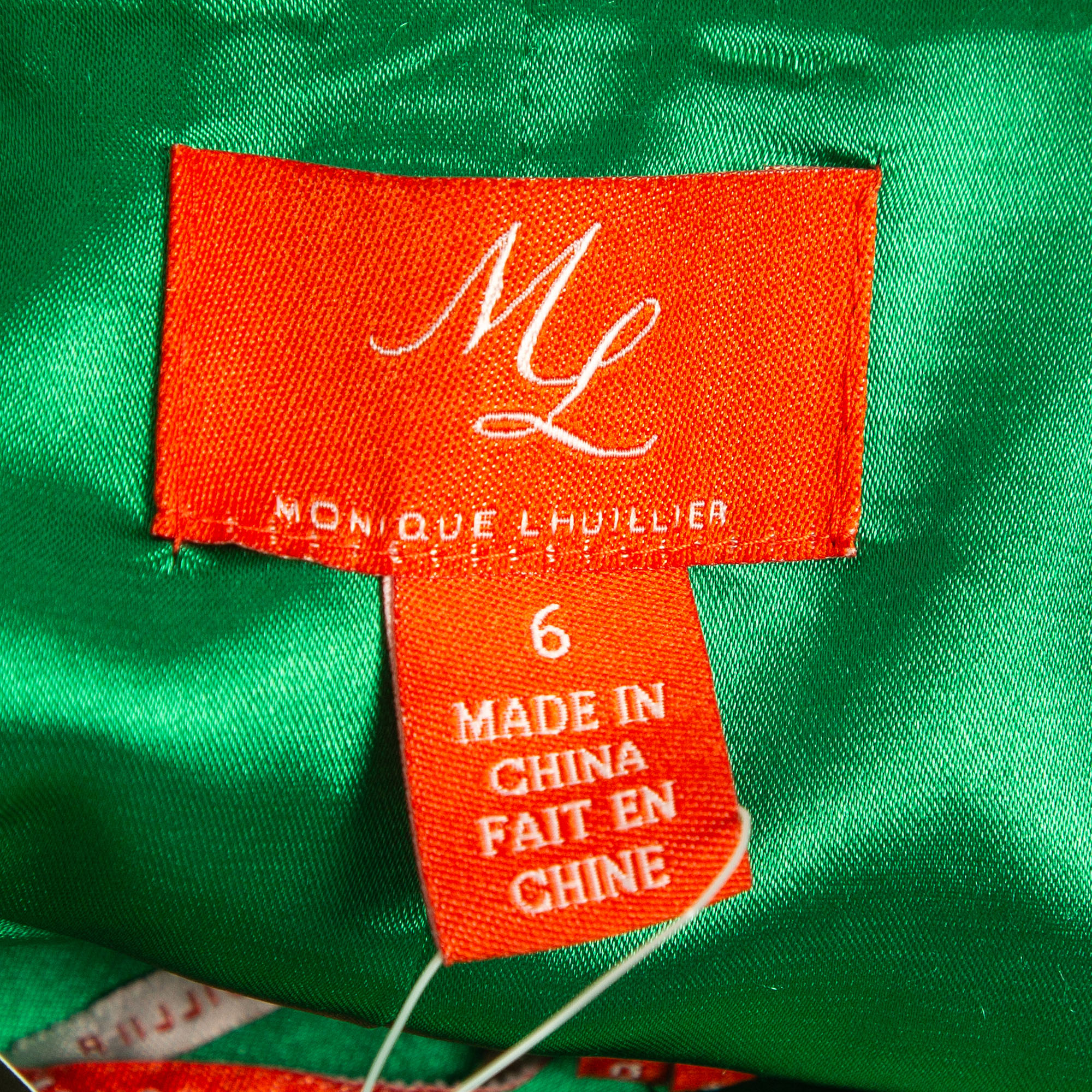 ML By Monique Lhuillier Green Crepe Ruffled Long Dress M