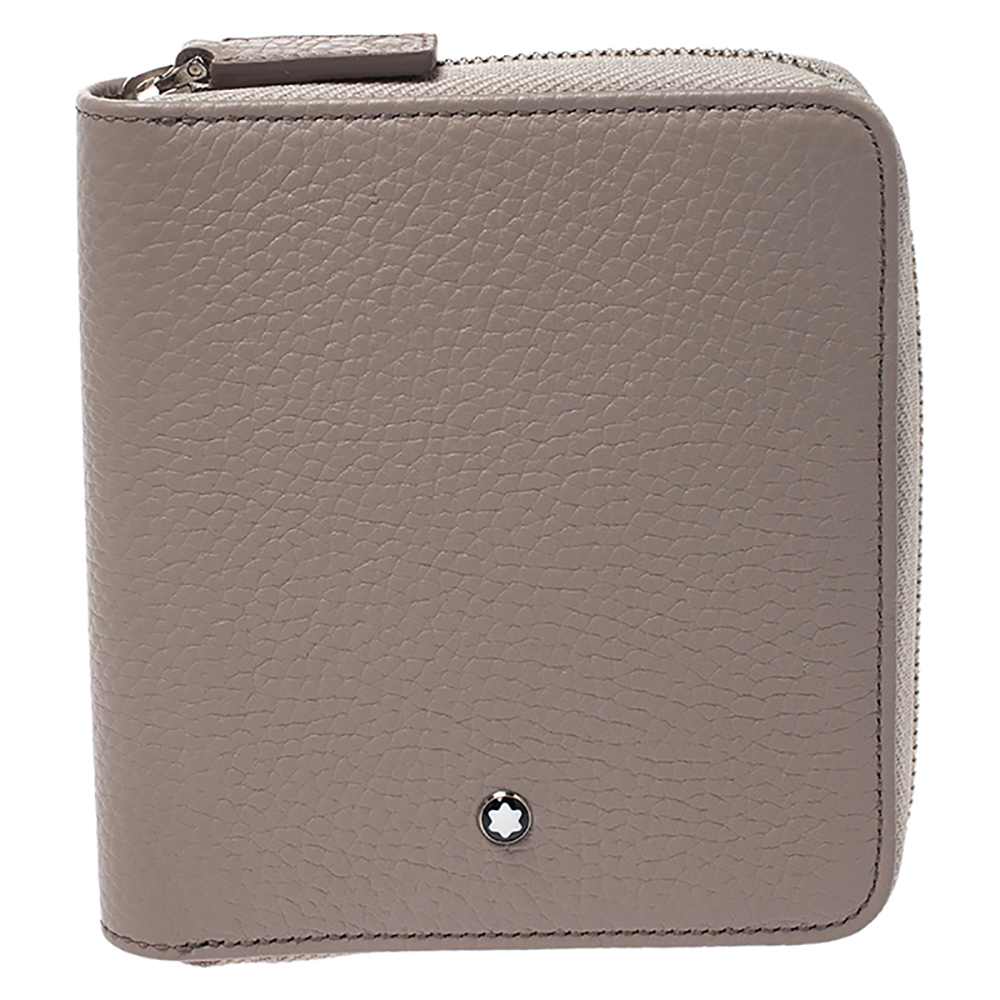 Image of Montblanc Beige Leather Zip Around Wallet