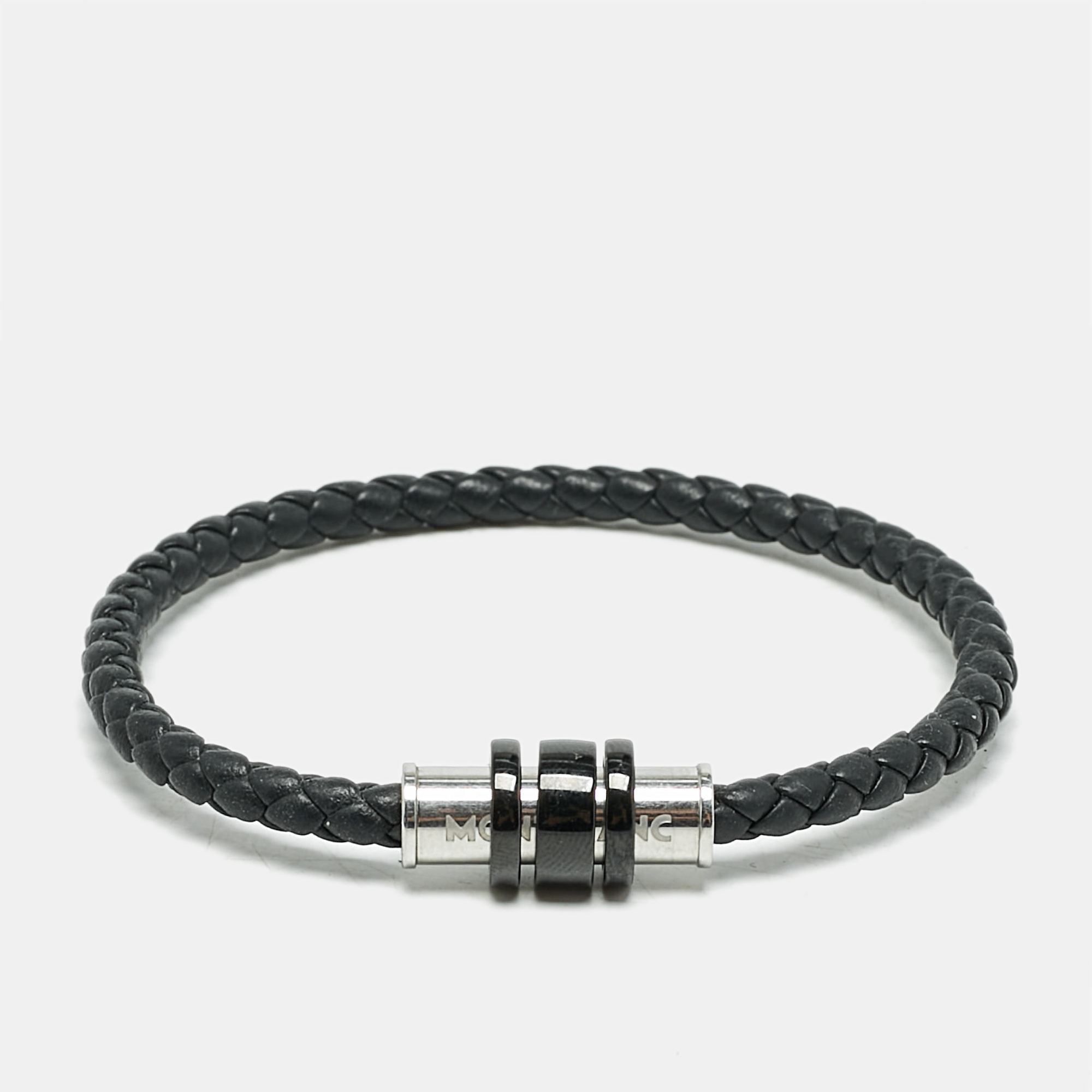 Montblanc Black Woven Leather Ceramic Three Ring Stainless Steel Bracelet 68
Montblanc Black Woven Leather Ceramic Three Ring Stainless Steel Bracelet 68