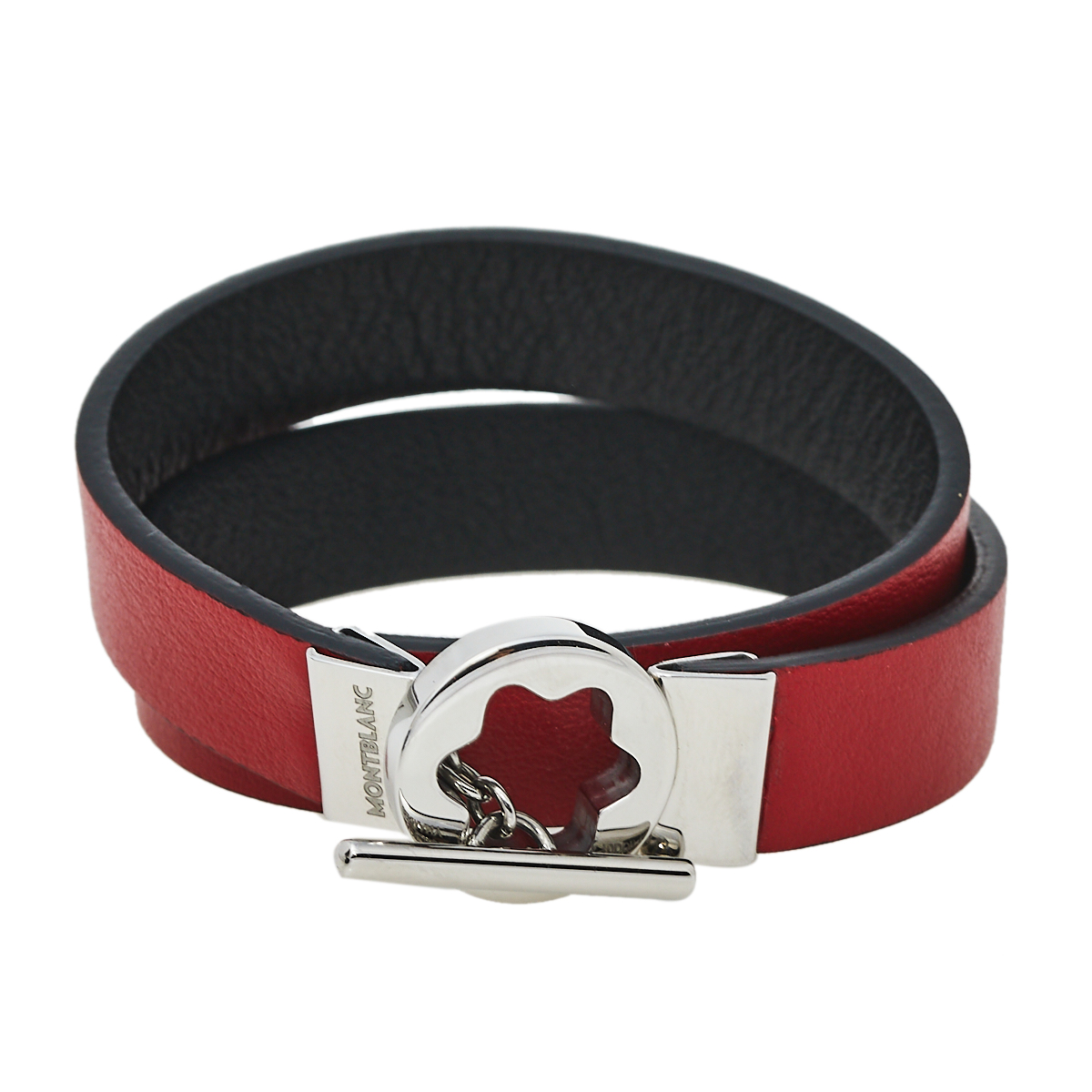 Montblanc Bicolor Leather Stainless Steel Reversible Toggle Bracelet 55