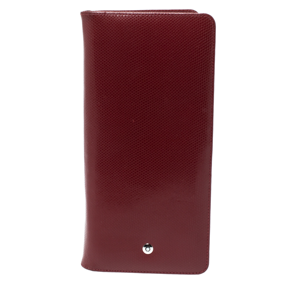 Image of Montblanc Red Textured Leather Westside Bifold Long Wallet