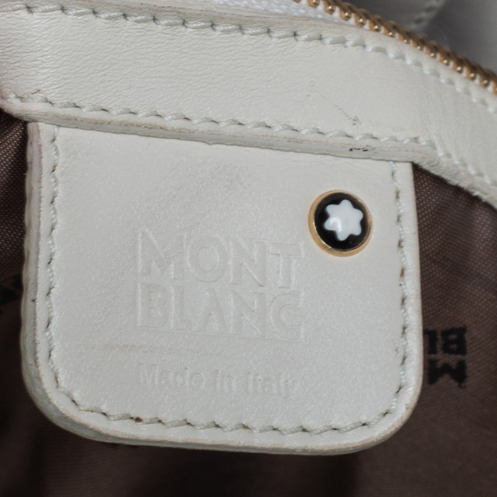 Montblanc Off White Nylon And Leather Starisma Dalila Drawstring Hobo