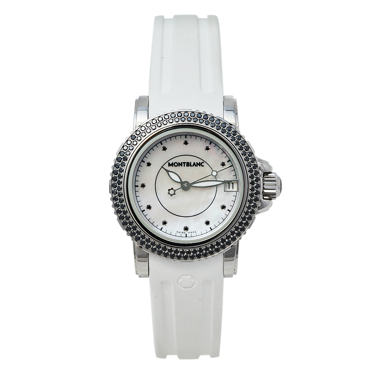Montblanc MOP Diamonds Stainless Steel Rubber Sport 9650 Women's Wristwatch 34MM