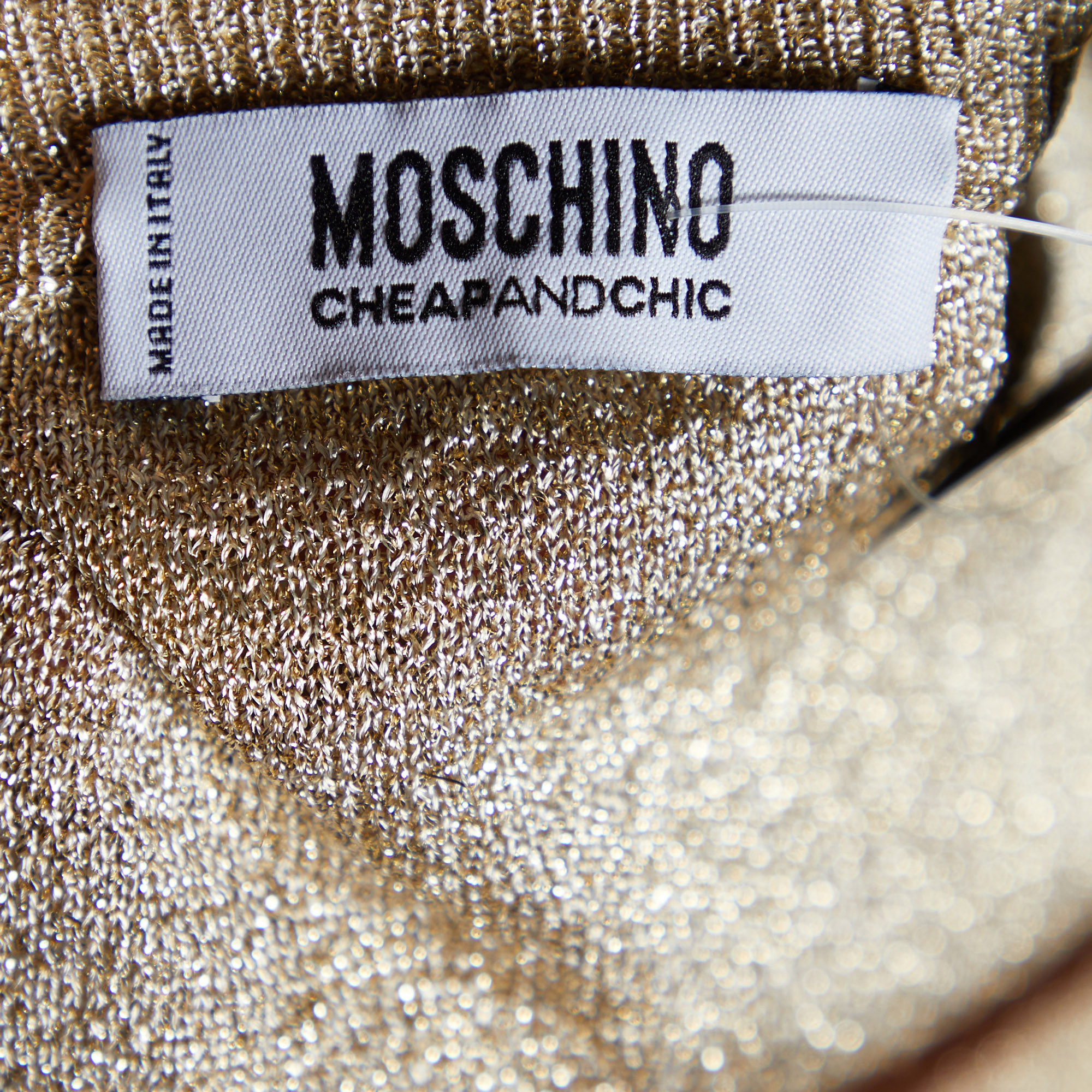 Moschino Cheap And Chic Multicolor Heart Lurex & Cotton Knit Mini Dress M