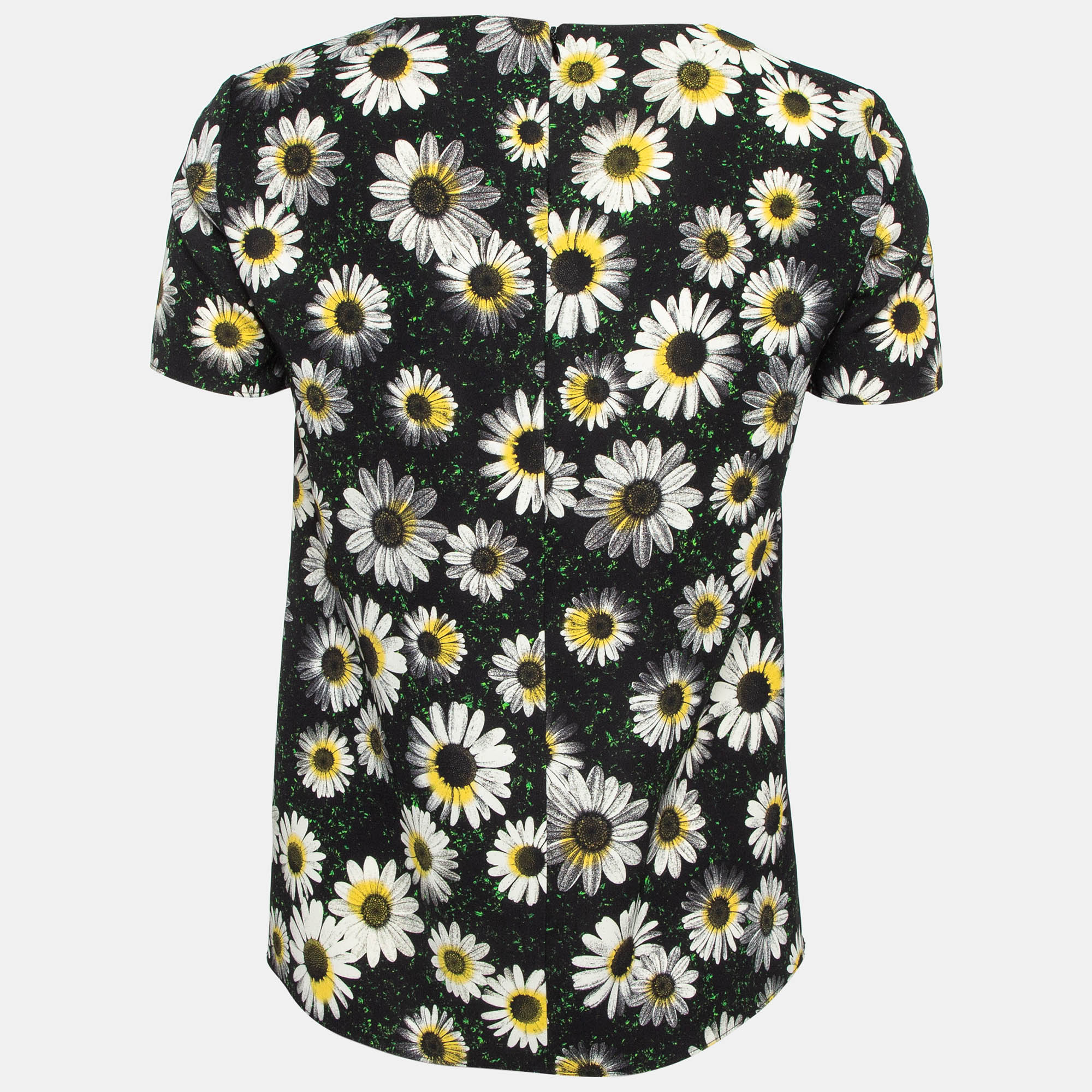 Moschino Cheap And Chic Black Floral Printed Crepe Top S