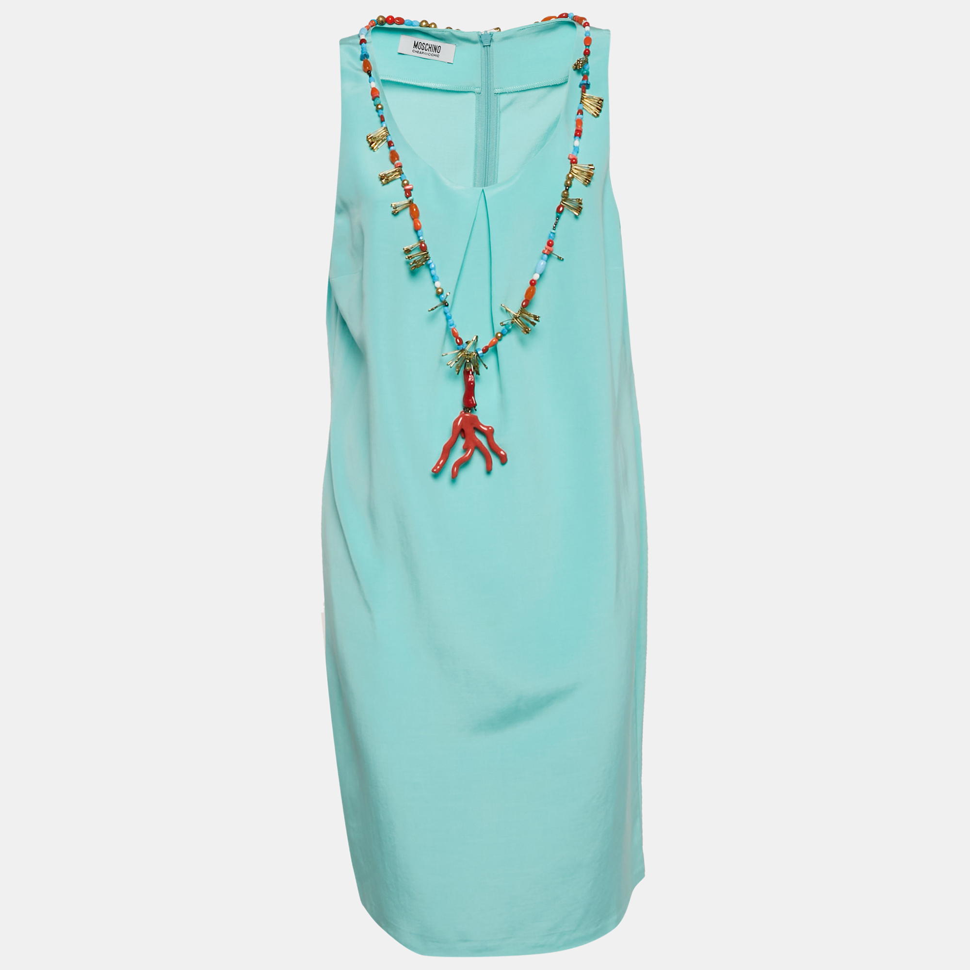 Moschino Cheap and Chic Blue Cotton Blend Embellished Neck Shift Dress L
Moschino Cheap and Chic Blue Cotton Blend Embellished Neck Shift Dress L