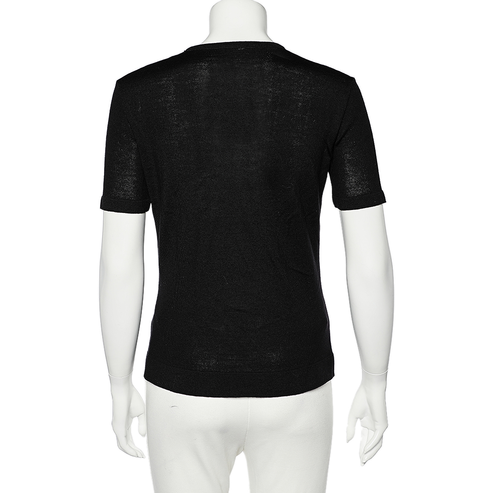 Moschino Cheap And Chic Black Logo Printed Knit T-Shirt M