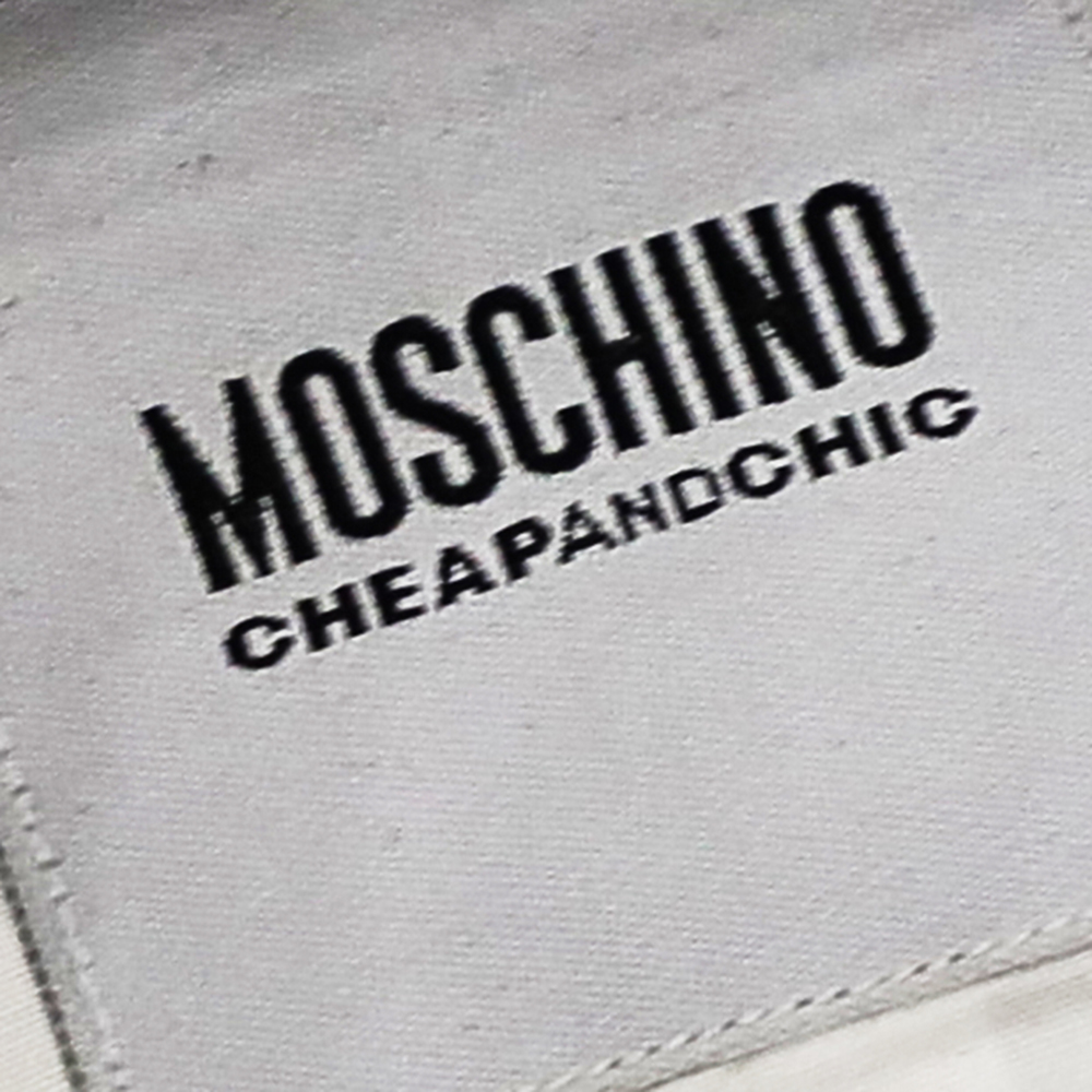 Moschino Cheap And Chic White Cotton Contrast Trim Tie Detail Blazer M