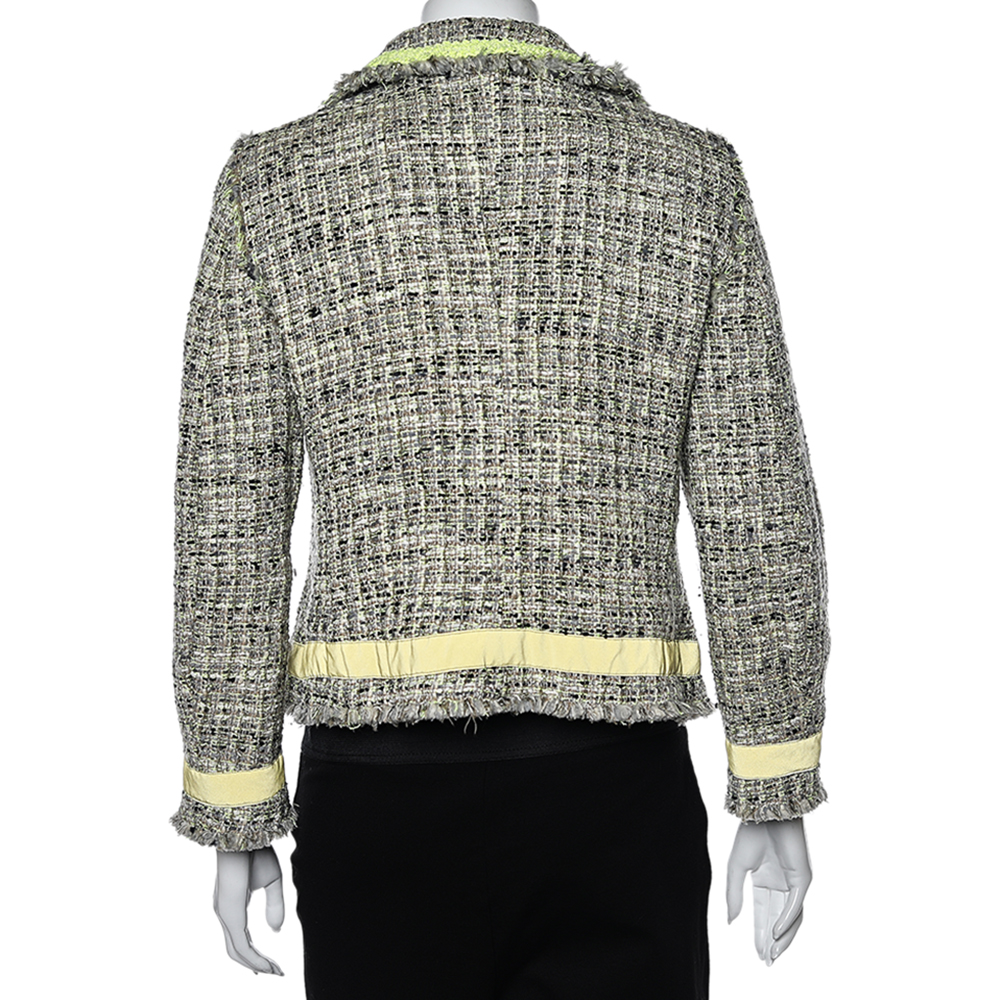 Moschino Cheap And Chic Multicolor Tweed Button Front Jacket L