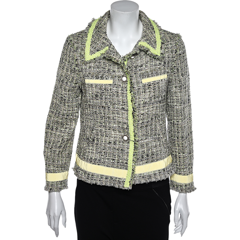 Moschino Cheap And Chic Multicolor Tweed Button Front Jacket L