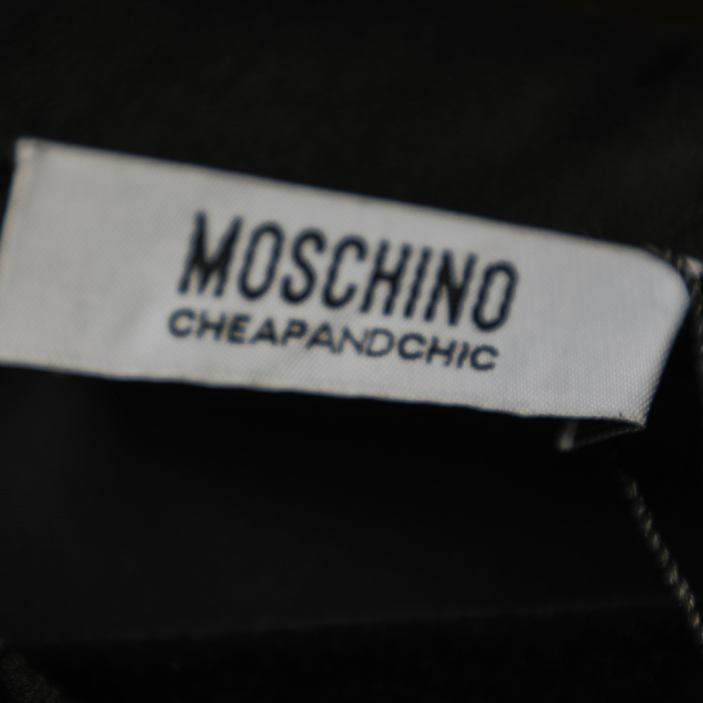 Moschino Cheap And Chic Black Silk & Lace Sleeve Midi Dress M