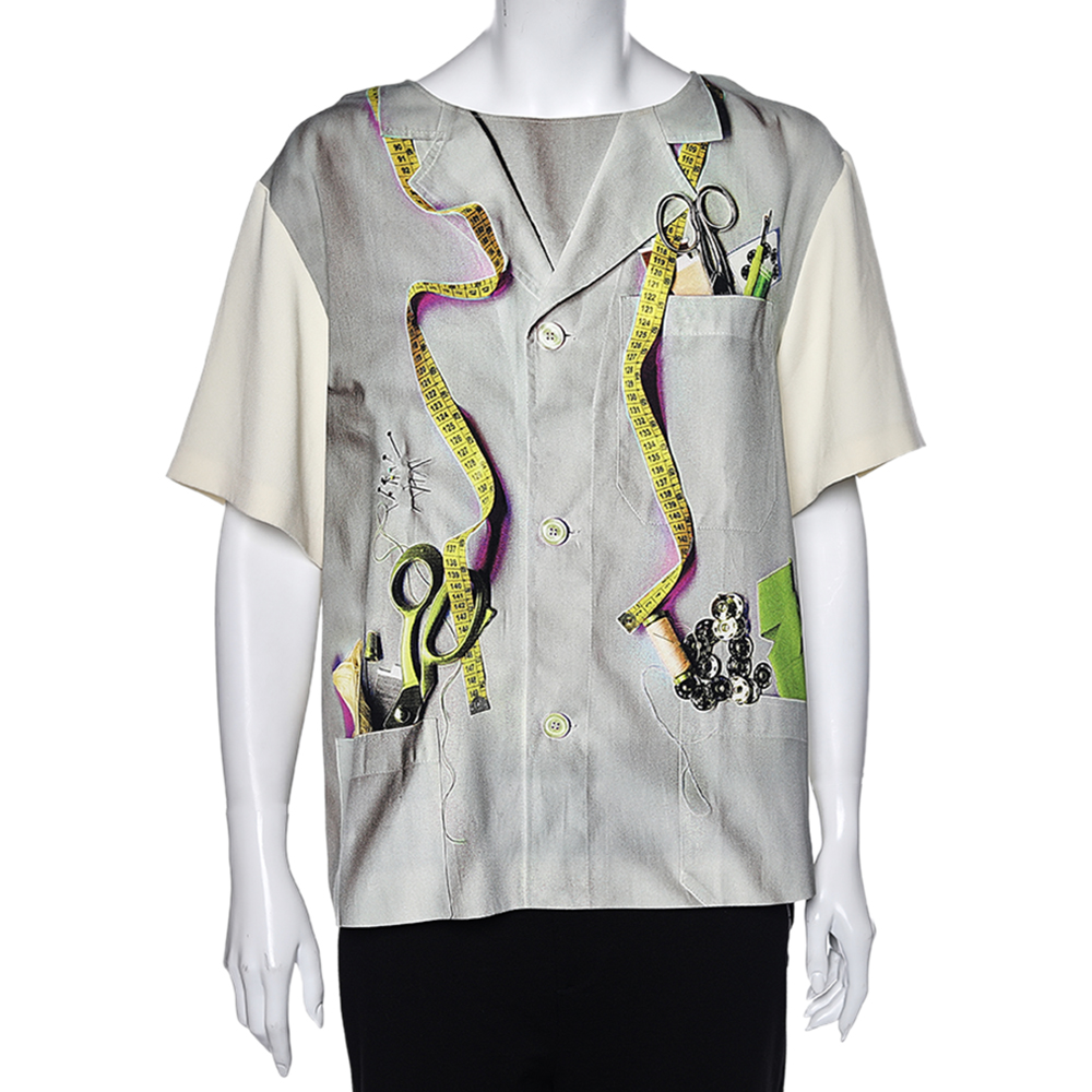 Moschino cheap and chic multicolored printed crepe blouse l