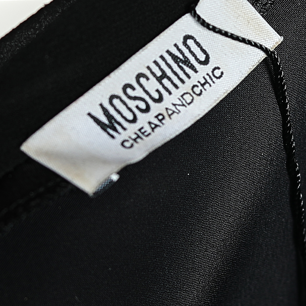 Moschino Cheap And Chic Black Chiffon & Lace Sleeve Midi Dress S