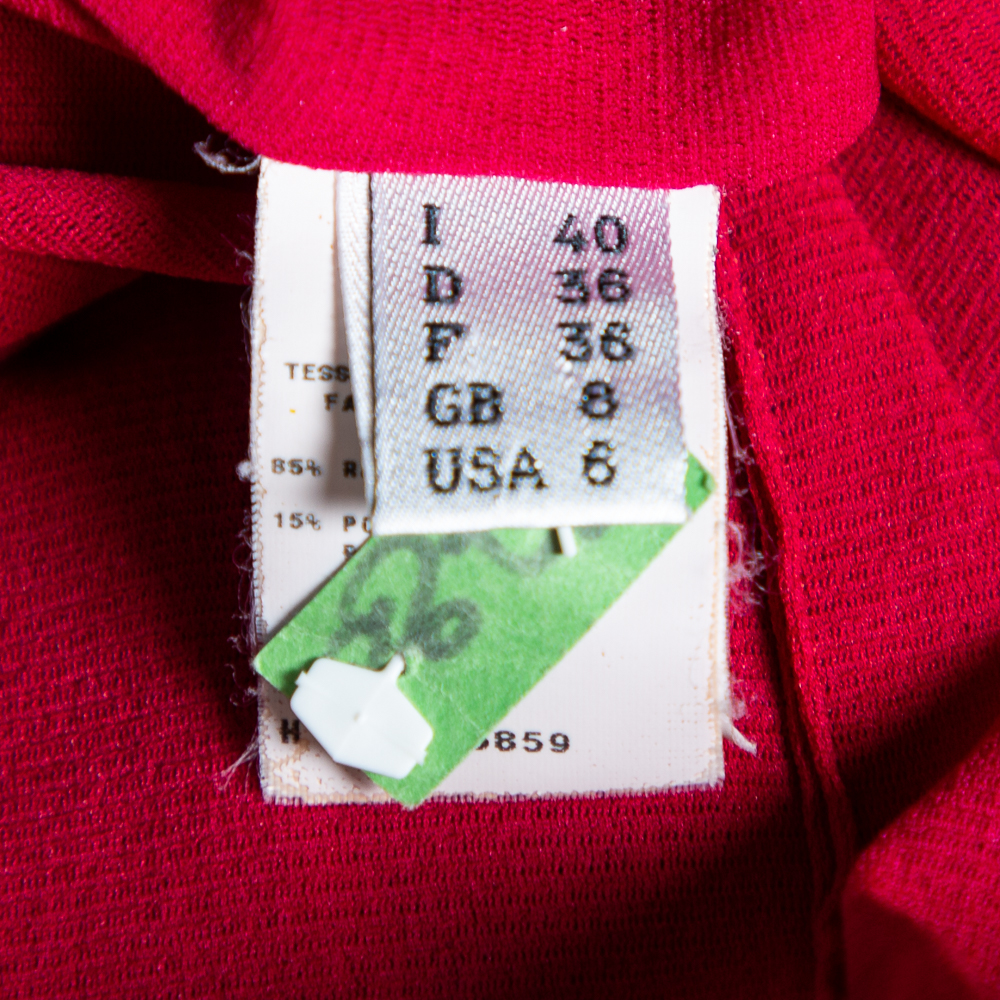 Moschino Cheap & Chic Fuchsia Jersey Pleated Yolk Detail Dress S