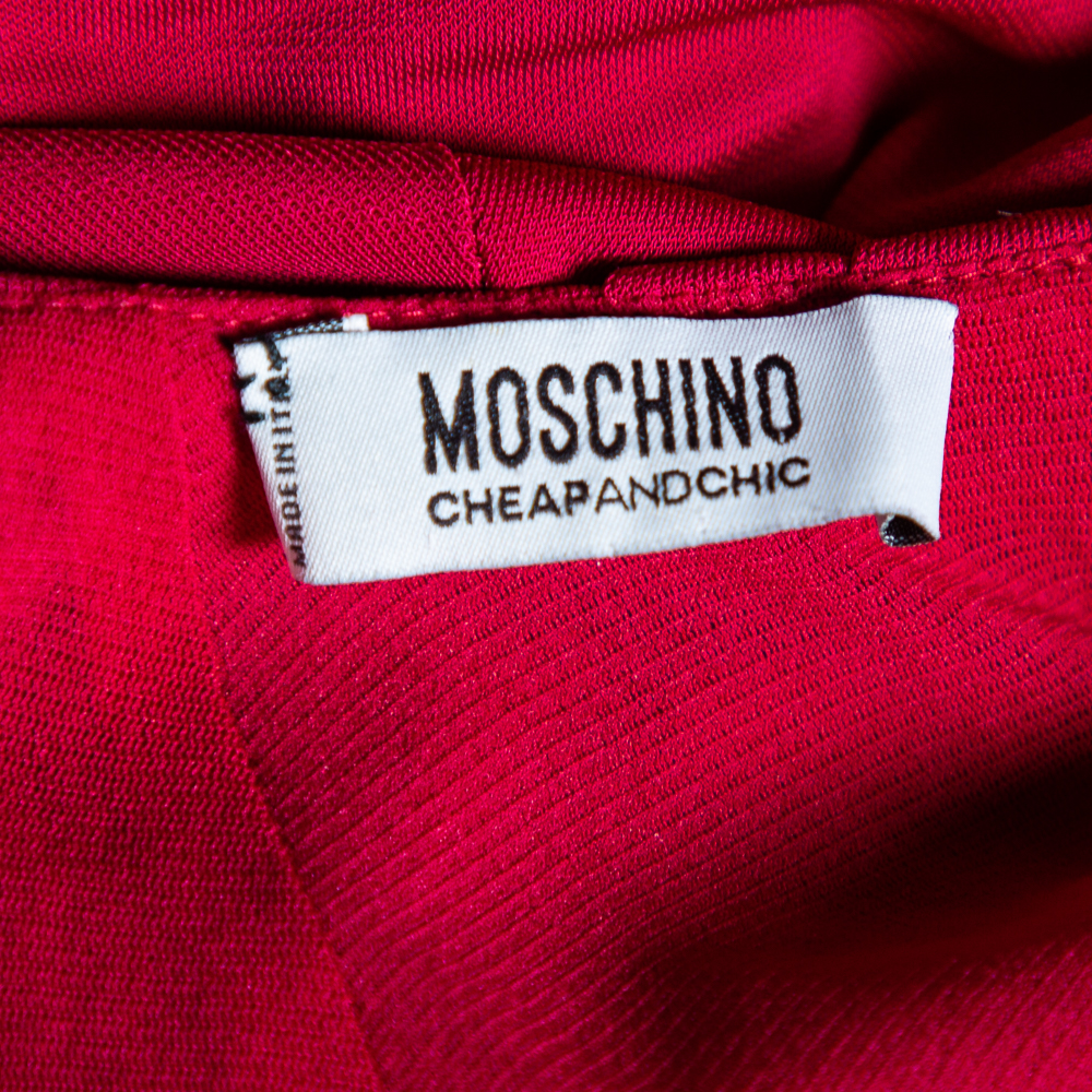 Moschino Cheap & Chic Fuchsia Jersey Pleated Yolk Detail Dress S
