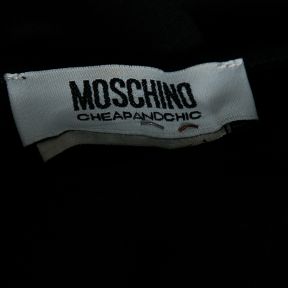 Moschino Cheap And Chic Black Jersey Sewing Machine Appliqued T-Shirt S