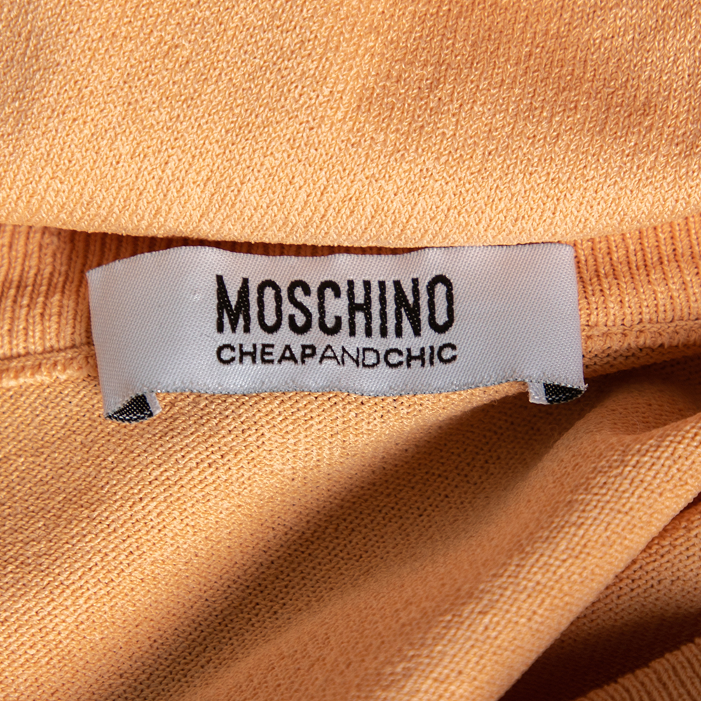 Moschino Cheap And Chic Orange Knit V Neck Long Sleeve Sweater M