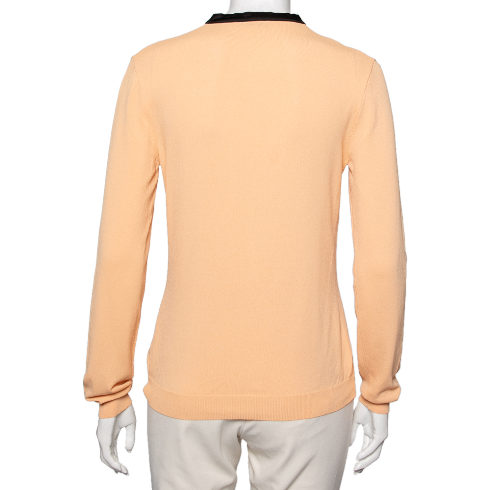 Moschino Cheap And Chic Orange Knit V Neck Long Sleeve Sweater M